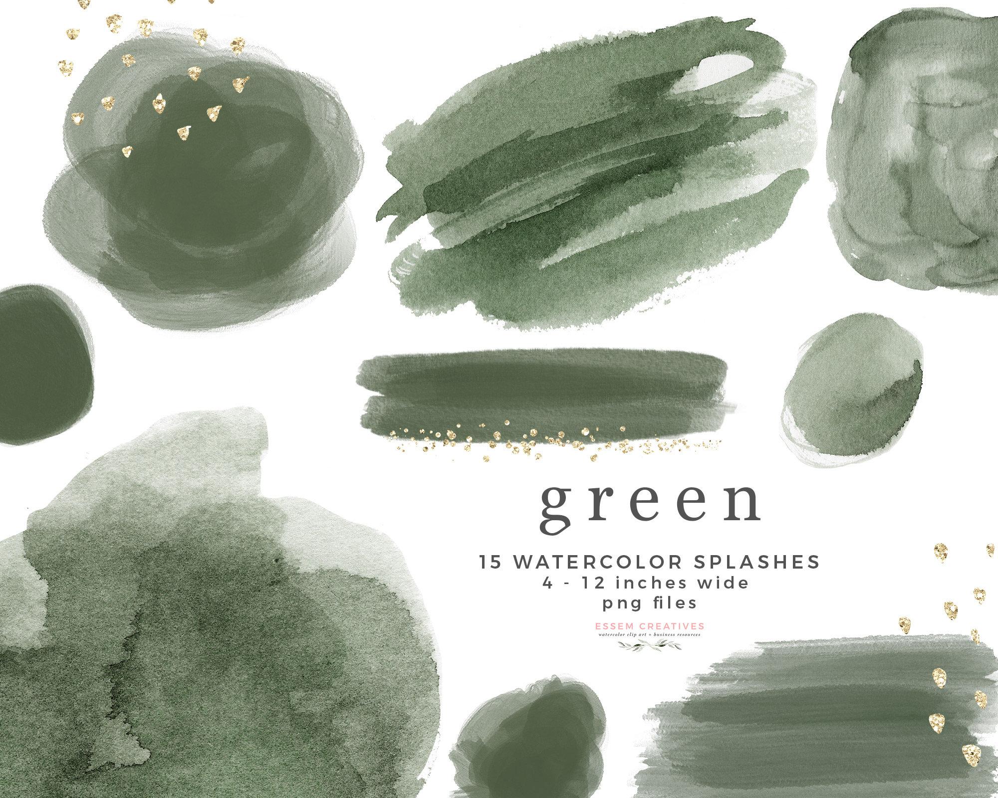 2000x1600 Green Watercolor Clipart Texture Shape Splash Olive Dark