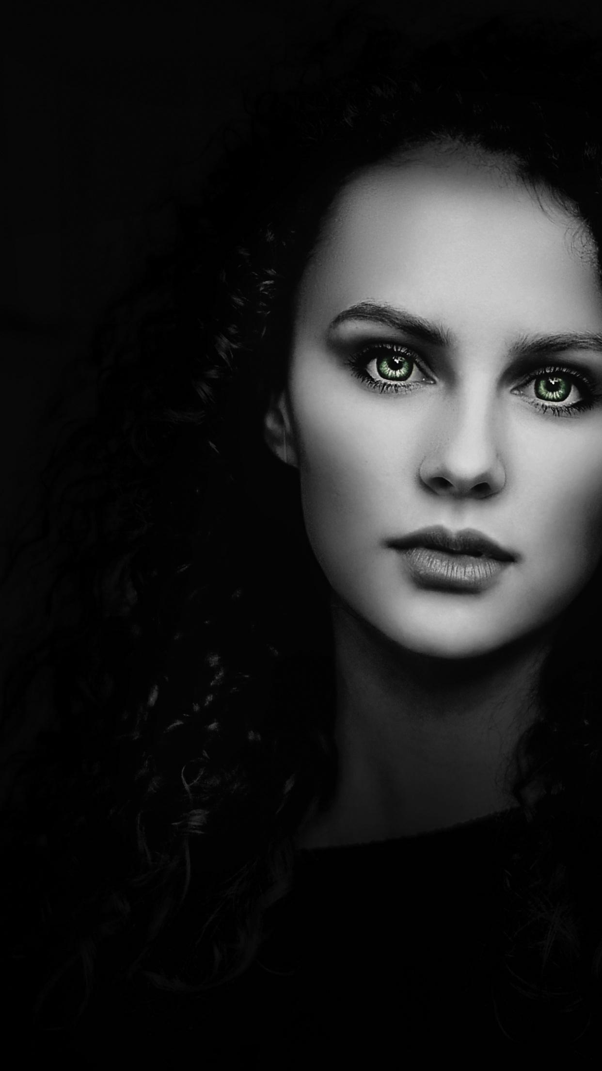 1242x2208 Woman Wallpaper 4K, Beautiful, Portrait, Black Dark