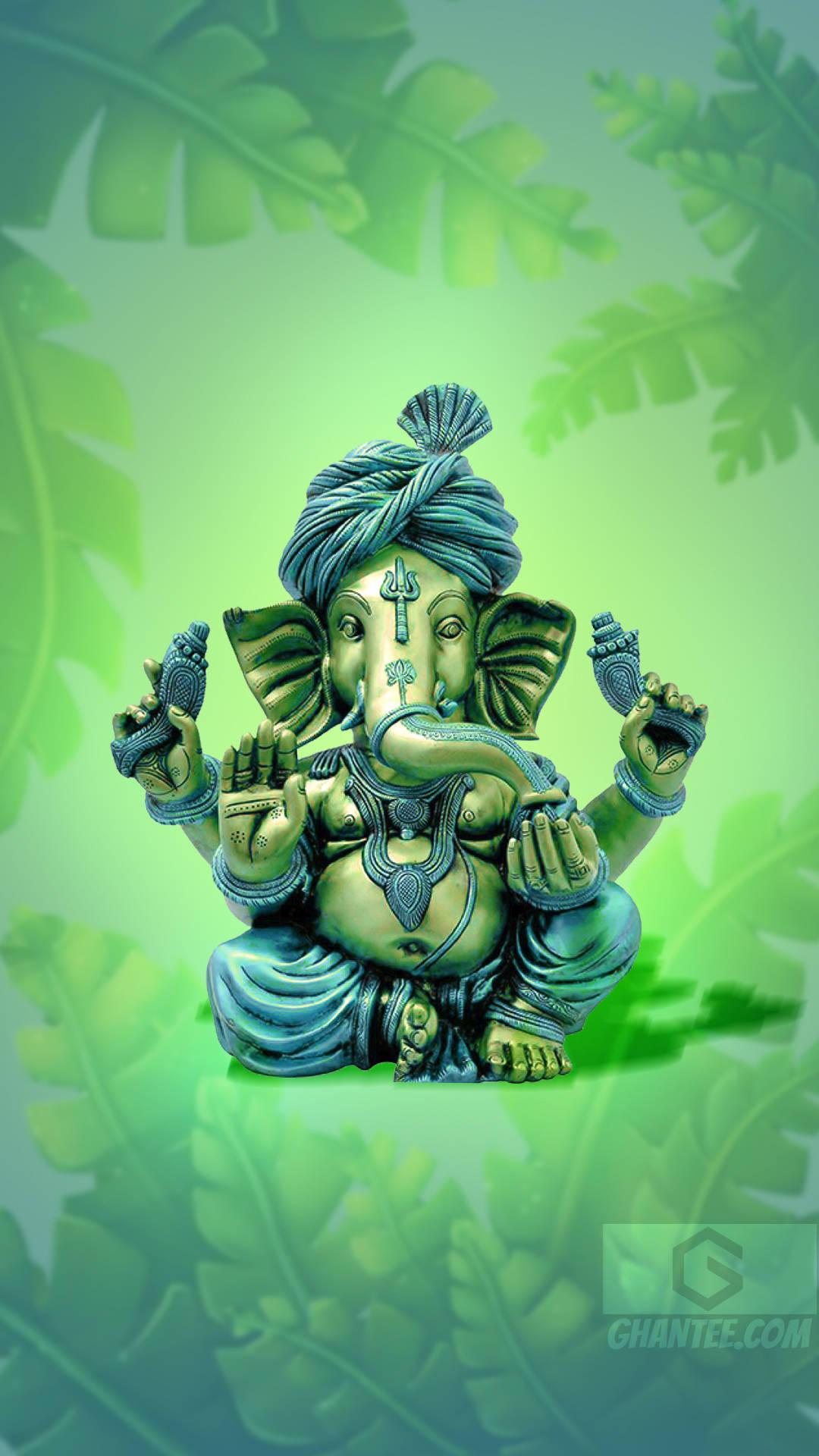 1080x1920 Download God Mobile Ganesh Green Theme Wallpaper