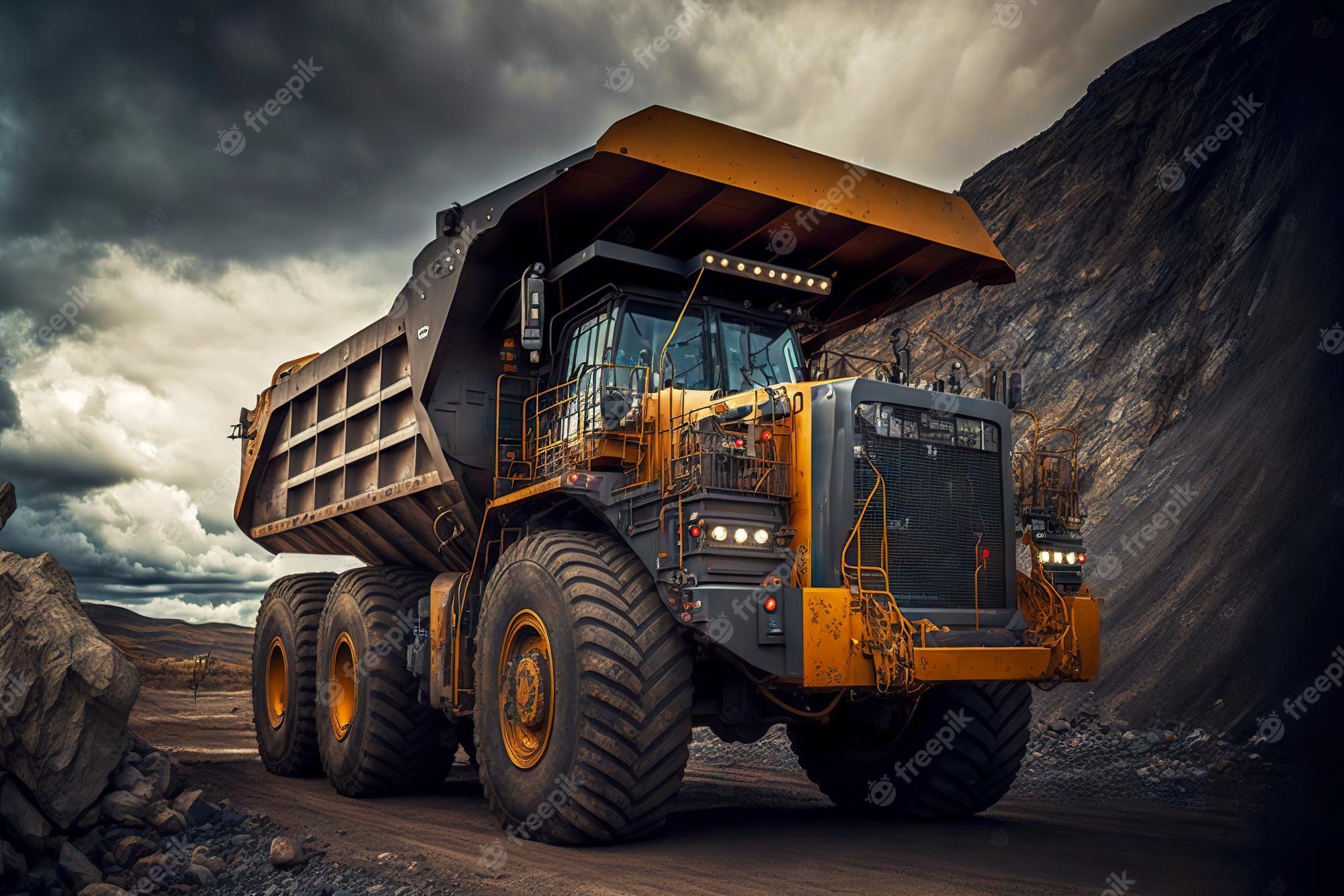 2000x1333 Premium Photo. Dump truck working at coal mining industry area