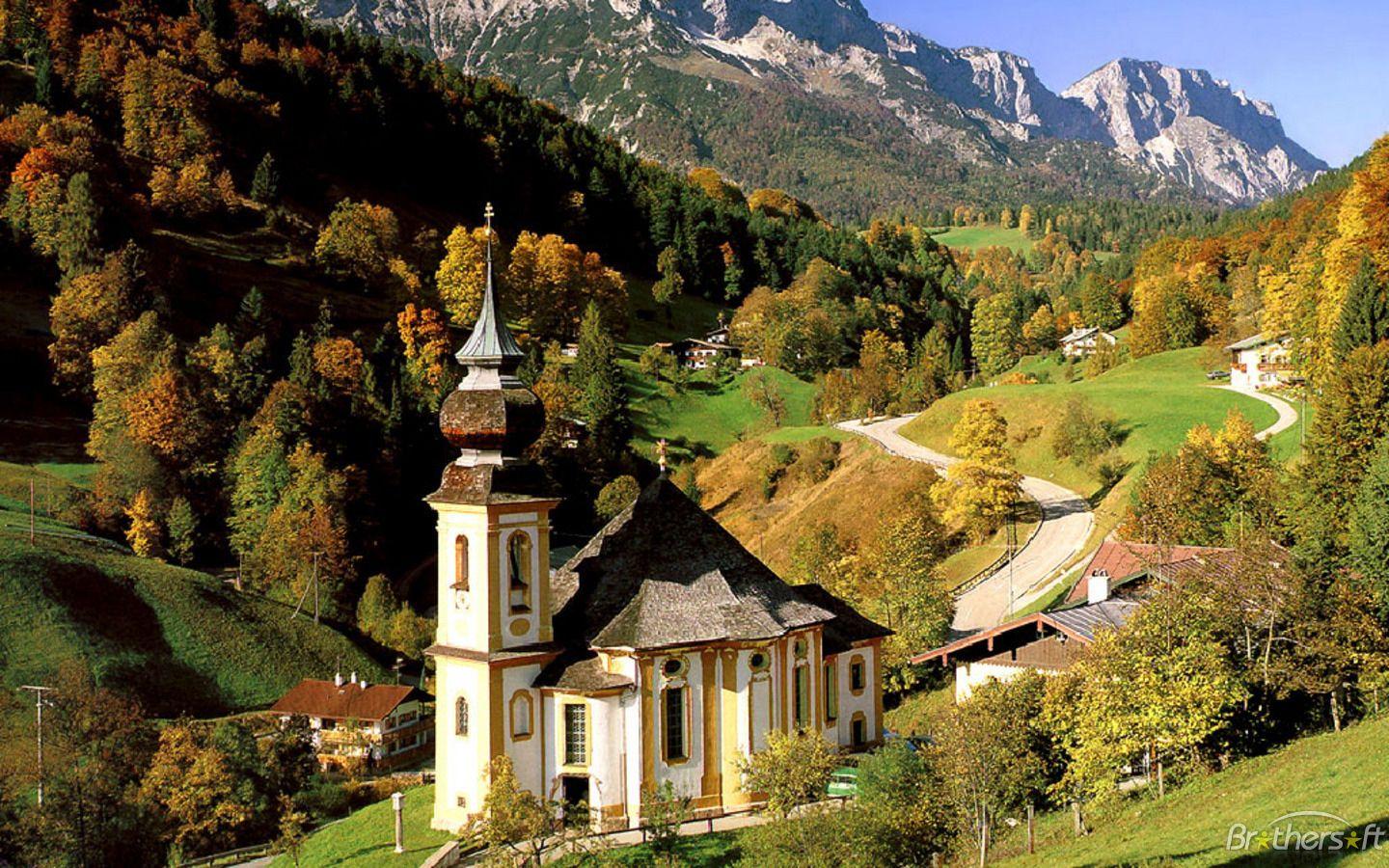 1440x900 Beautiful Countryside Village Wallpaper