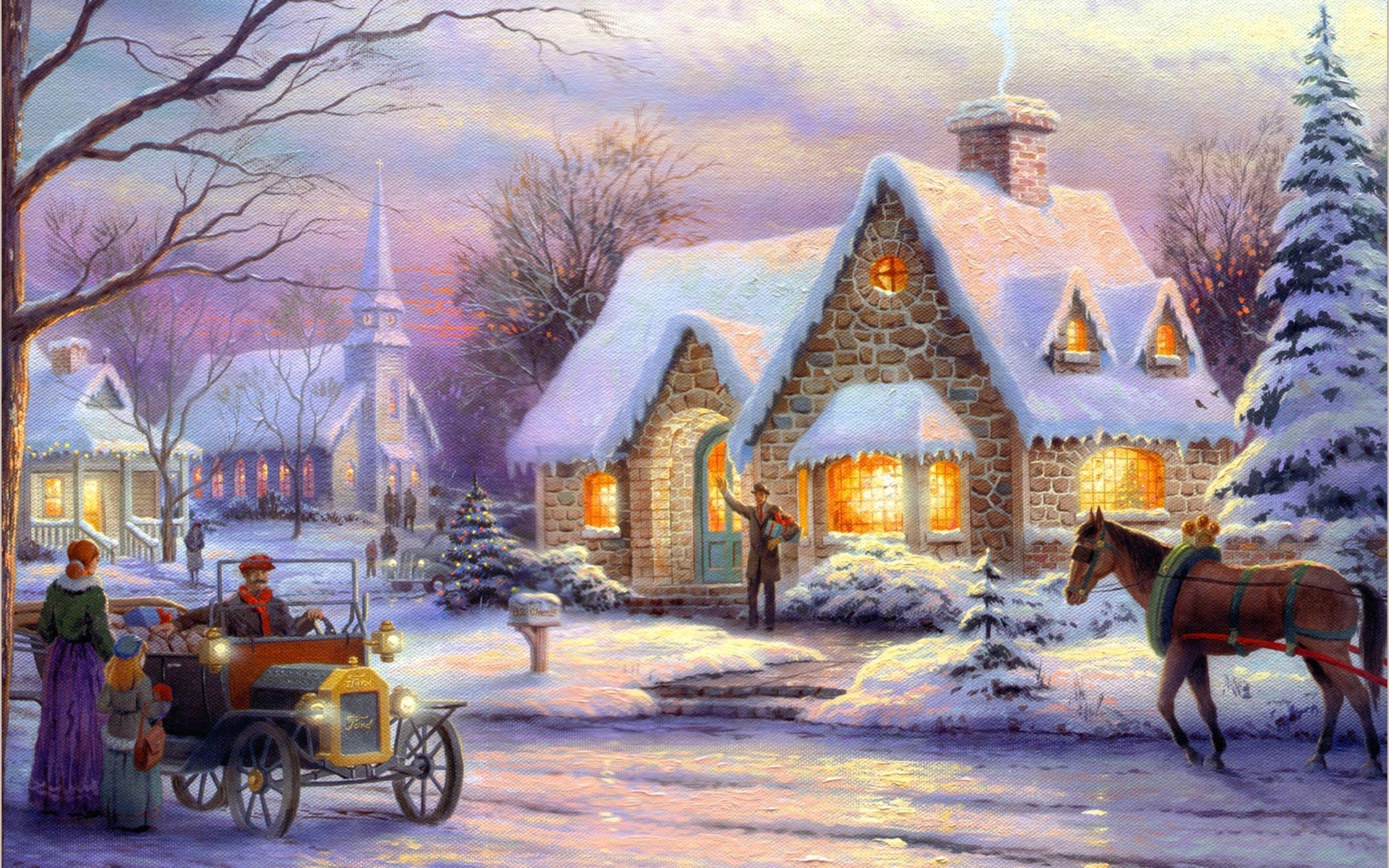 Christmas Thomas Kinkade Winter Wallpapers Top Free Christmas