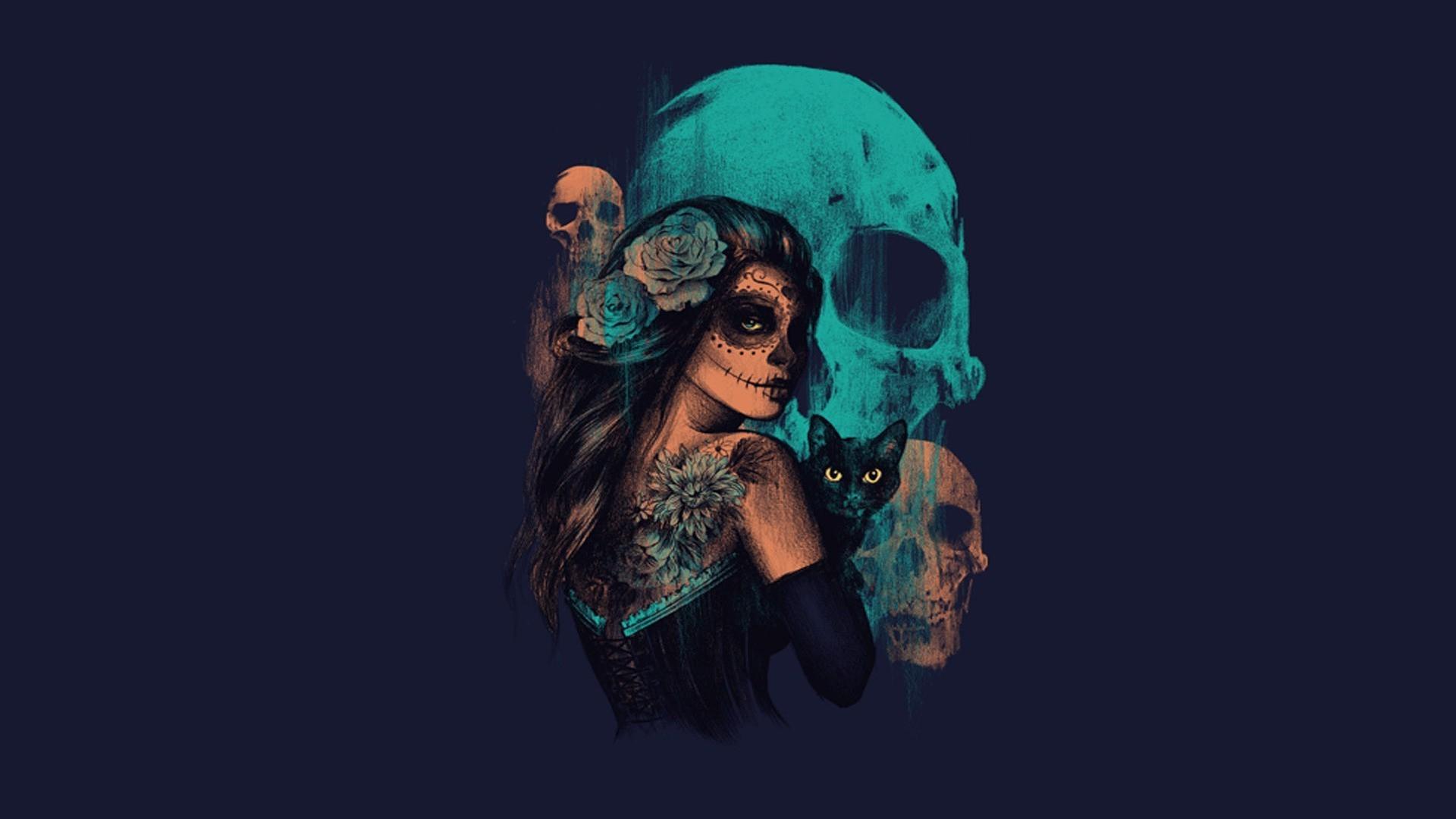 1920x1080 1920x1080 women sugar skull skull artwork fantasy art wallpaper JPG 148 kB Gallery HD Wallpaper