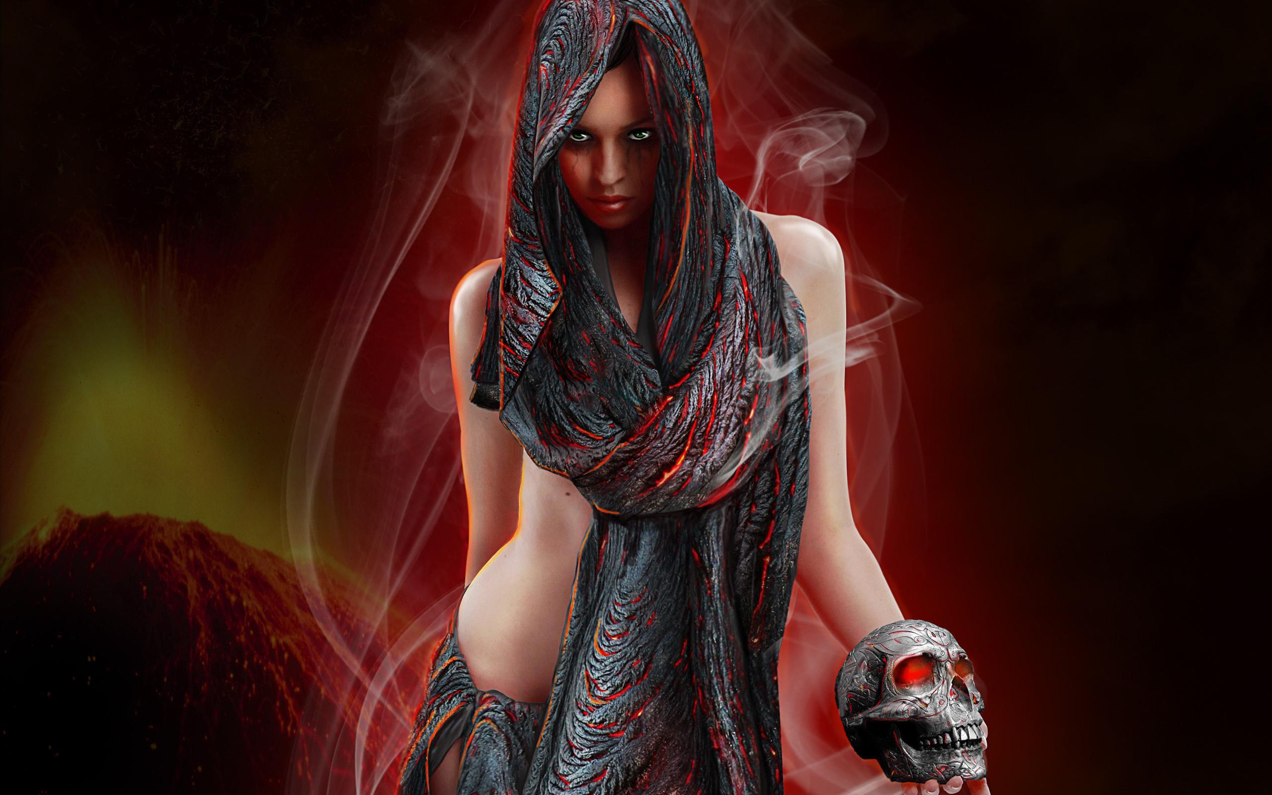 2560x1600 Skull skulls dark girl girls women wallpaperx1600