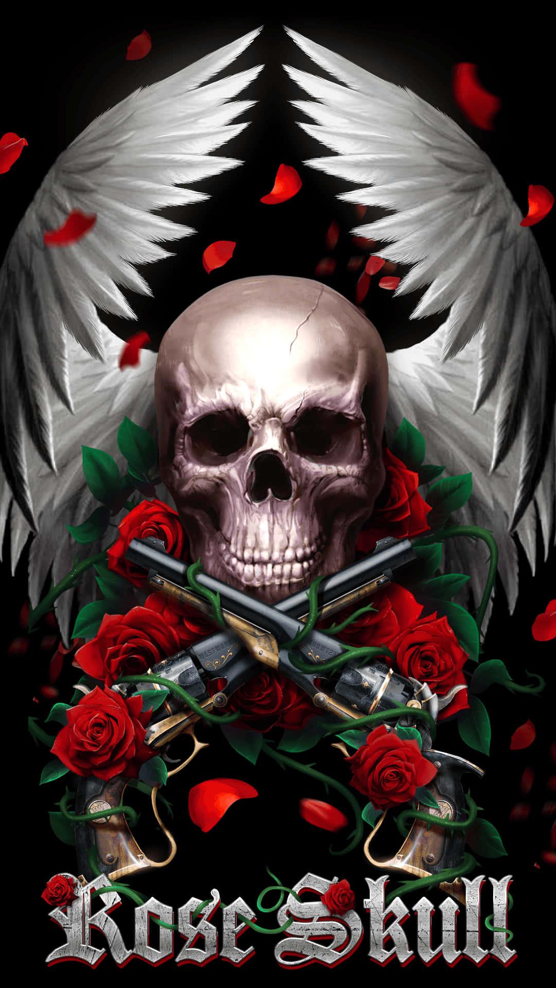 1080x1920 Download Love Skulls And Roses Unique Combination of Gothic Style and Romance Wallpaper
