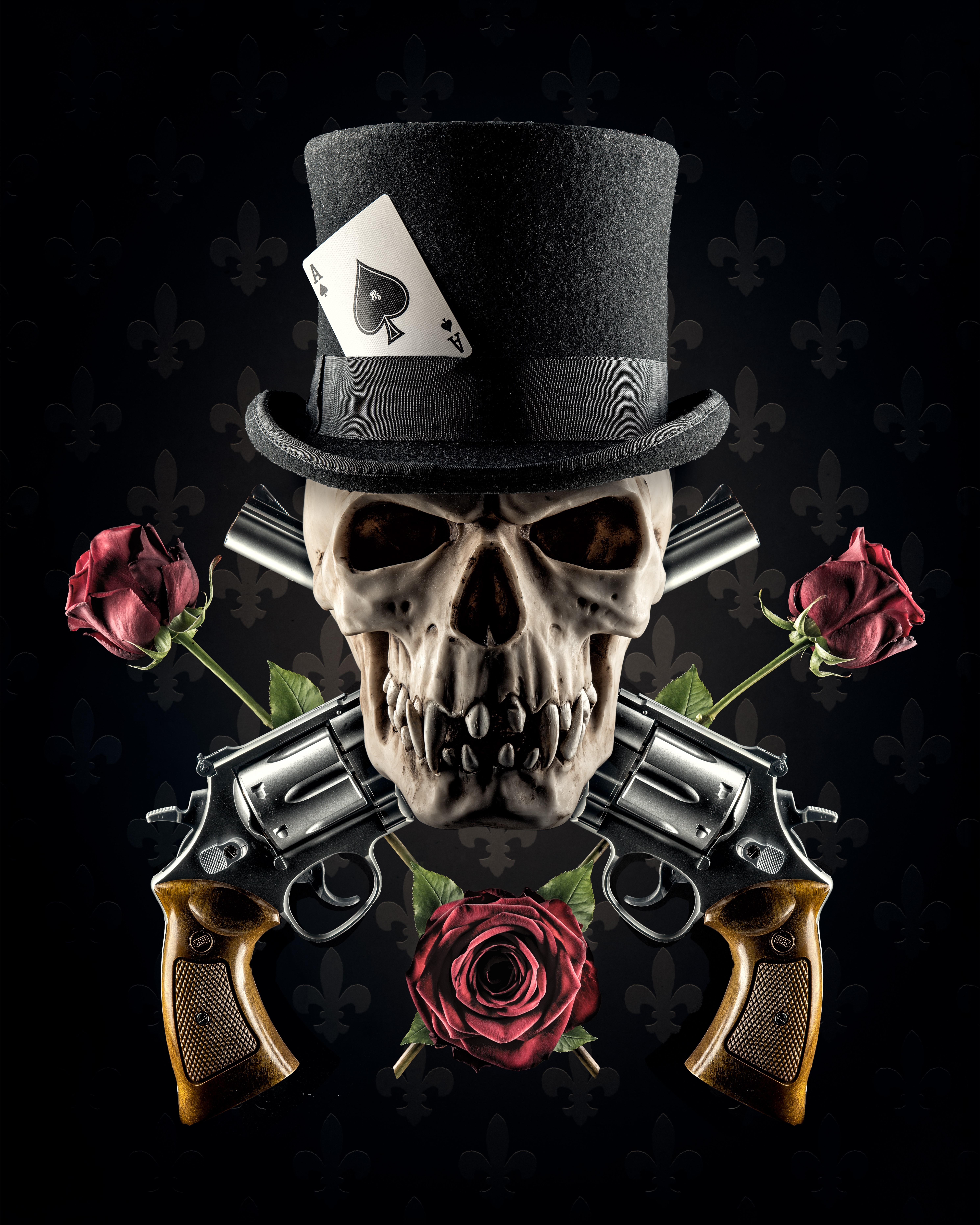 5958x7448 Free download 825150 4K 5K Skulls Roses Hat Black background Revolver [5958x7448] for your Desktop, Mobile & Tablet. Explore Skull With Roses Wallpaper. Red Roses With White Background, Roses Wallpaper, Skull Background