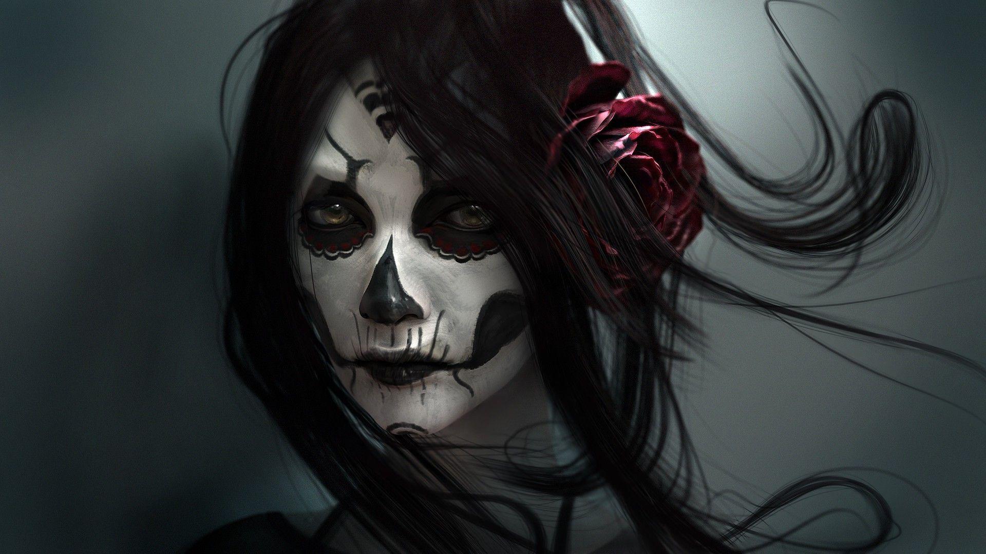 1920x1080 Free download Sugar skull makeup Wallpaper 7680 [1920x1080] for your Desktop, Mobile & Tablet. Explore Girl Skull Wallpaper. Skull Wallpaper, Skull Background, Skull Background