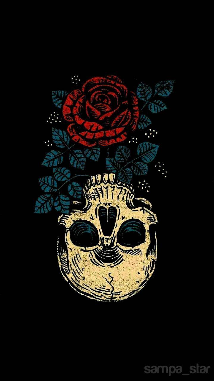 720x1280 Skull Rose Wallpaper