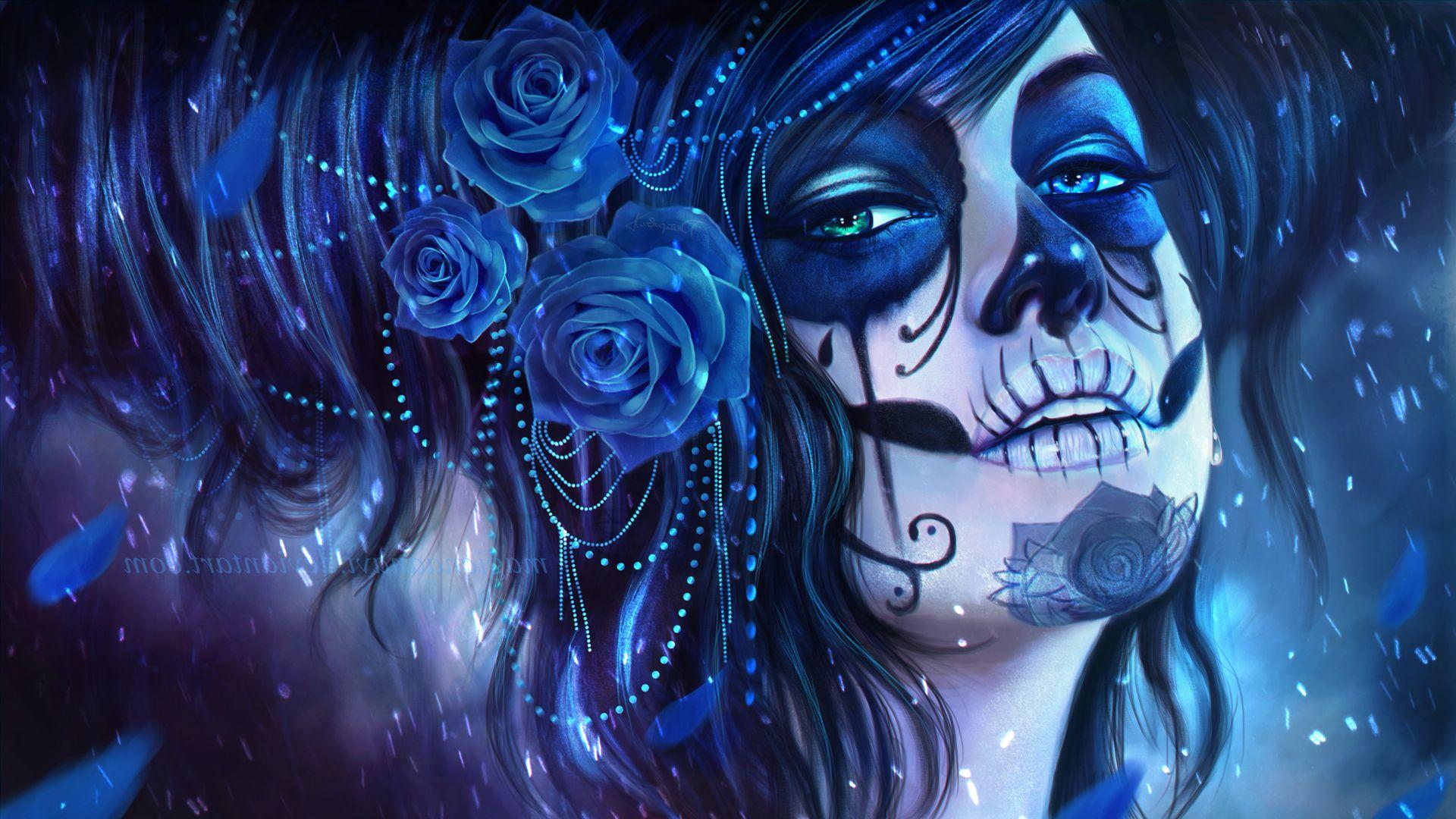 1920x1080 Girl Skull Wallpaper