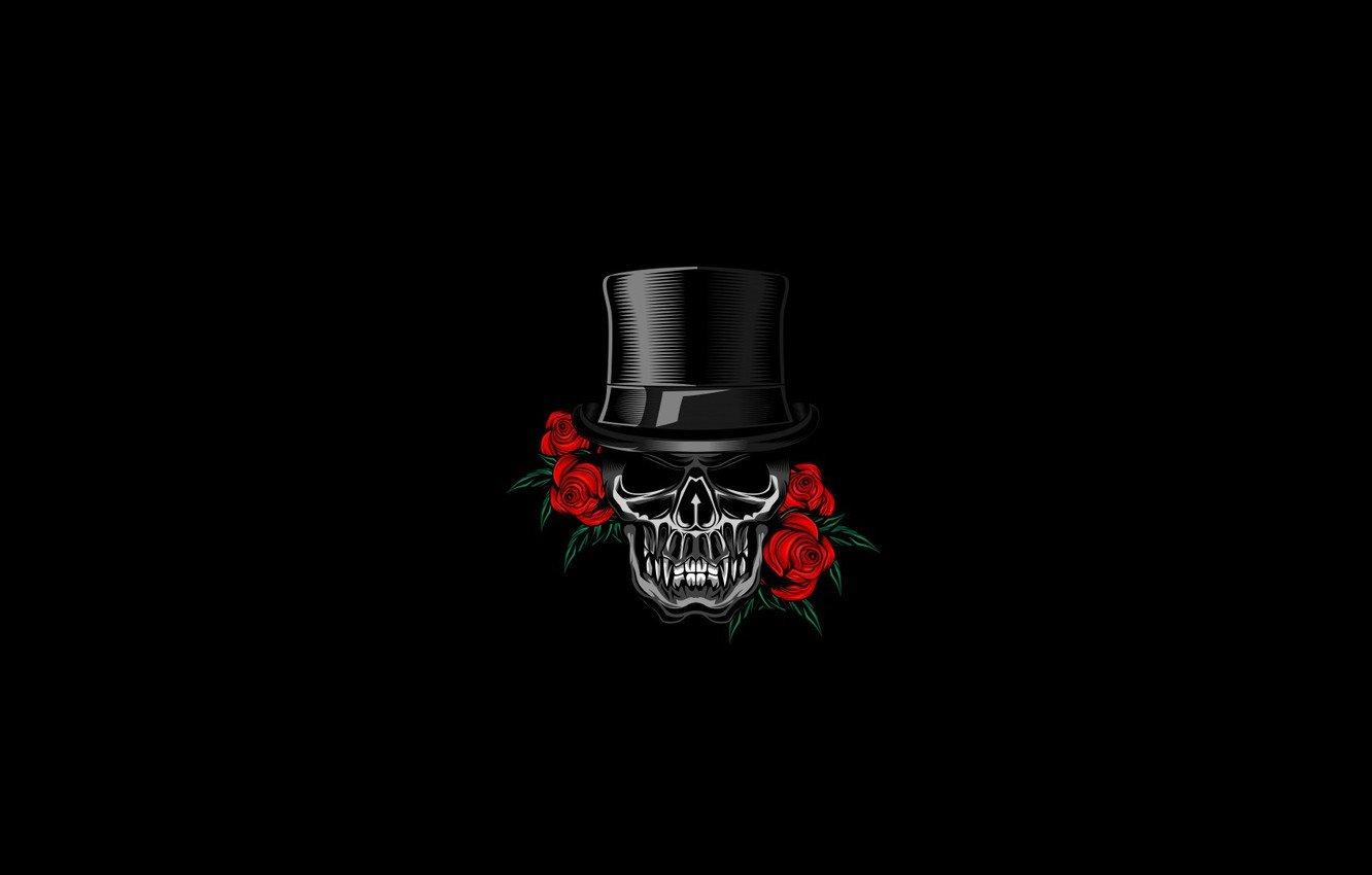 1332x850 Skull With Roses Wallpaper
