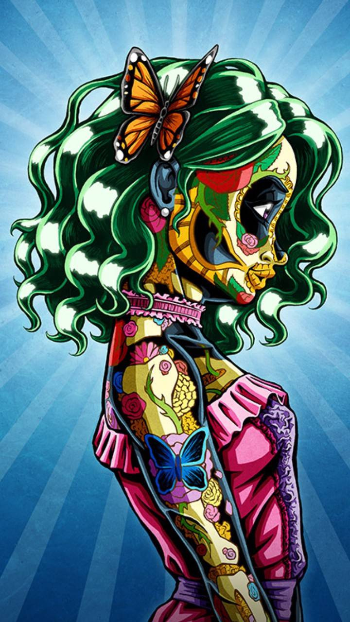 720x1280 Girl Skull Wallpaper