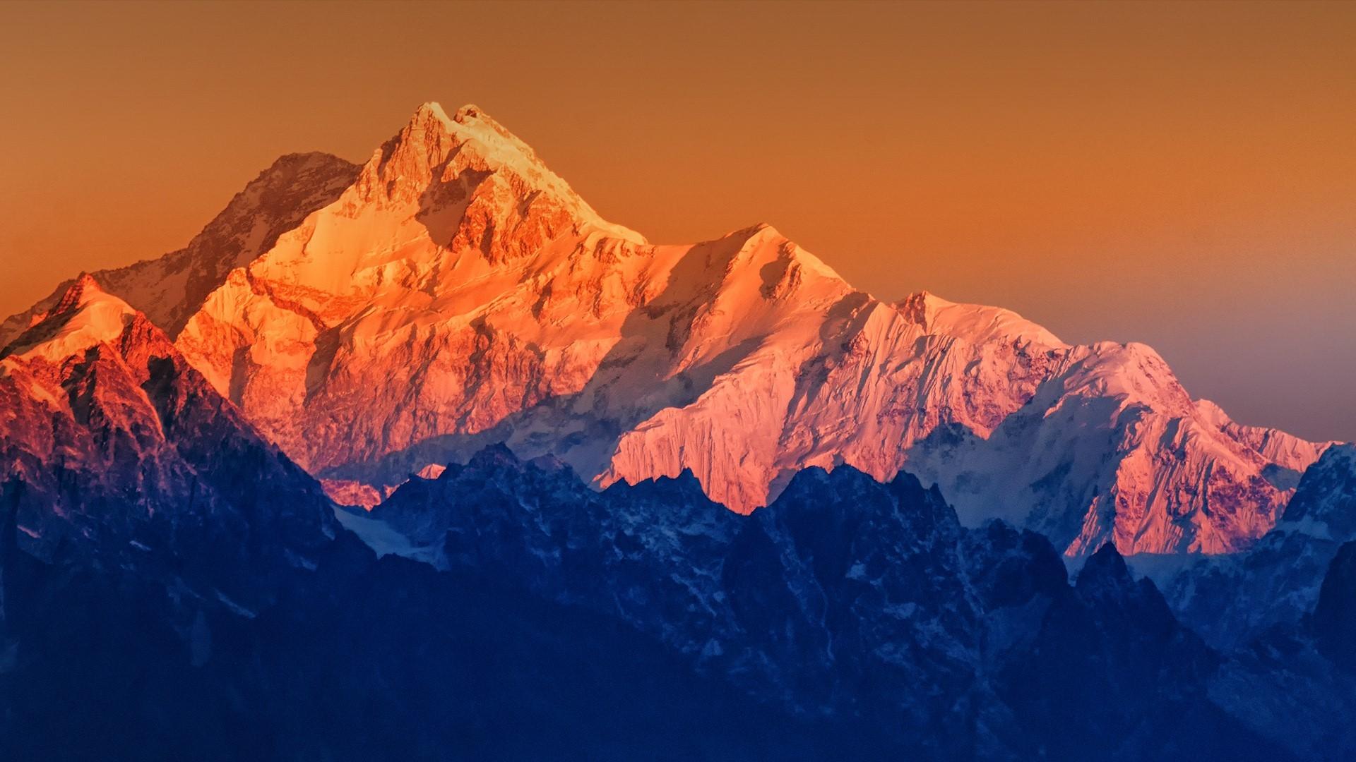 1920x1080 Wallpaper / nature, landscape, mountains, snow, snowy mountain, snowy peak, sunset, Himalayas free download