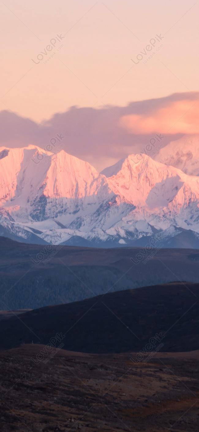 650x1407 Snow Mountain Sunset Cell Phone Wallpaper Image Free Download