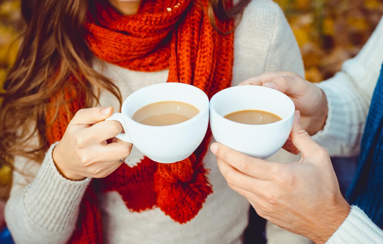 1332x850 Wallpaper autumn, coffee, Cup, hot, happy, autumn, couple, coffee image for desktop, section настроения