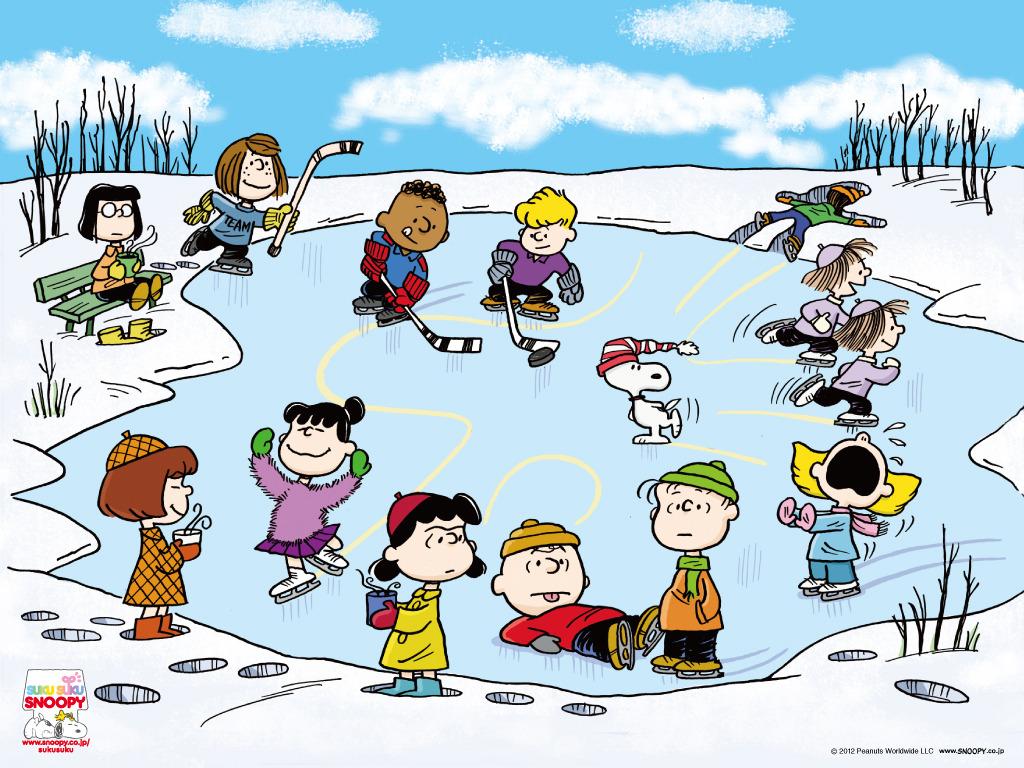 1024x768 SnoopyMania*: Peanuts: Winter in the ice:)