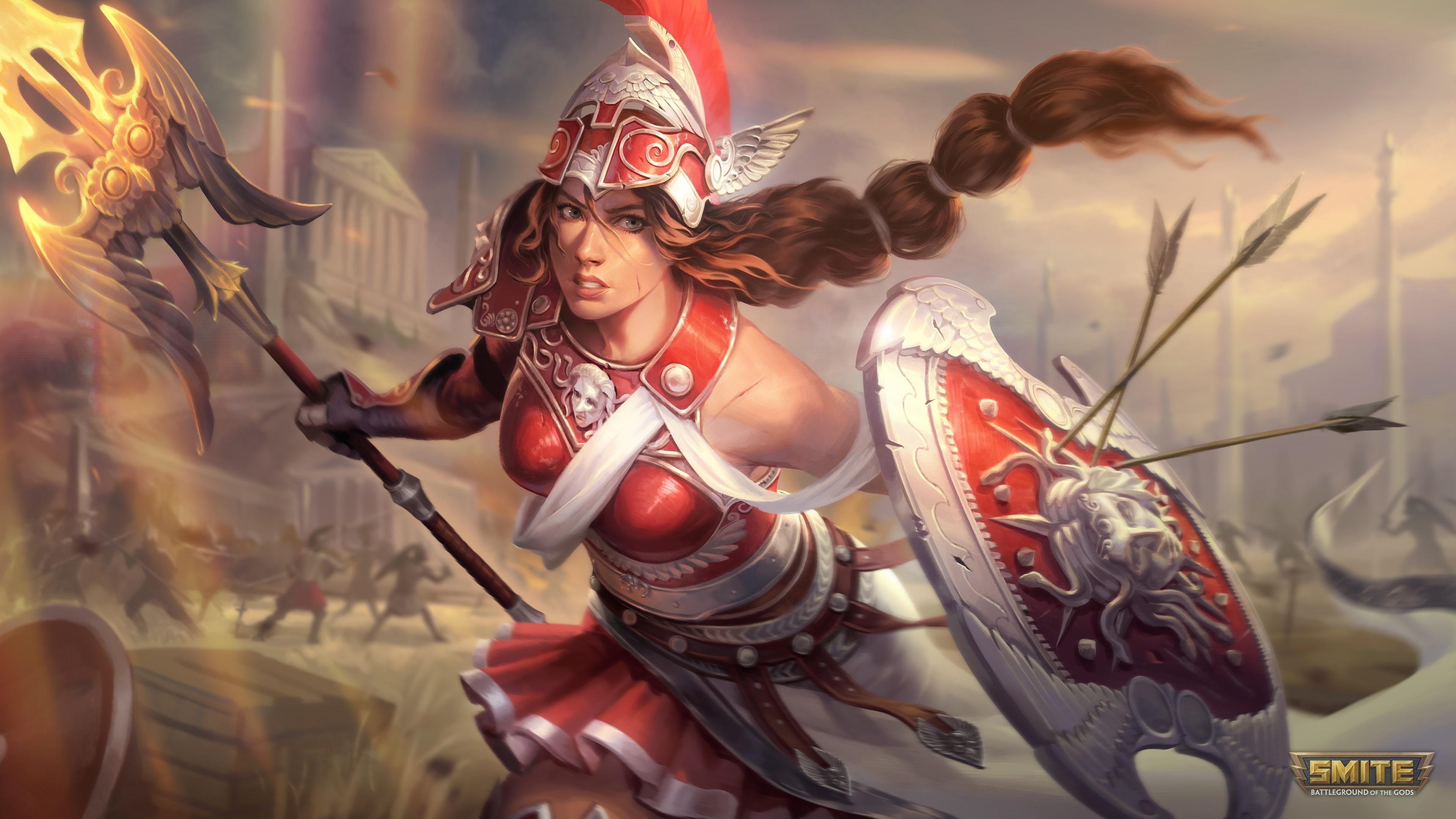 3840x2160 anime, Athena, Smite, mythology, games, screenshot, computer Gallery HD Wallpaper