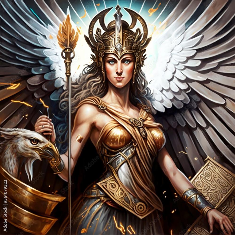 1000x1000 Greek mythology greek goddess Athena. Created with Generative AI technology. Stock Illustration