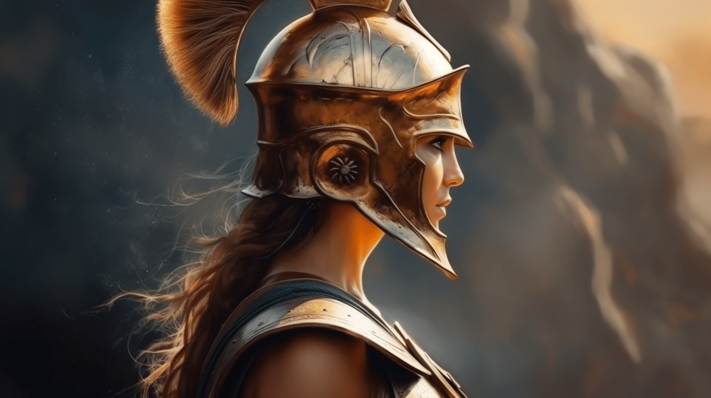 1456x816 a gorgeous goddess Athena in armour ready for the battle before the walls of Troy, oil painting, insanely detailed, daylight -ar 16:9 -v 5