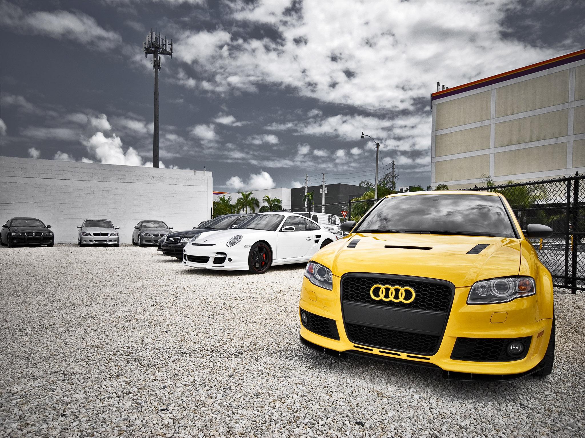 2048x1536 Wallpaper Yellow and White Bmw m 3 Parked on Parking Lot, Background Free Image