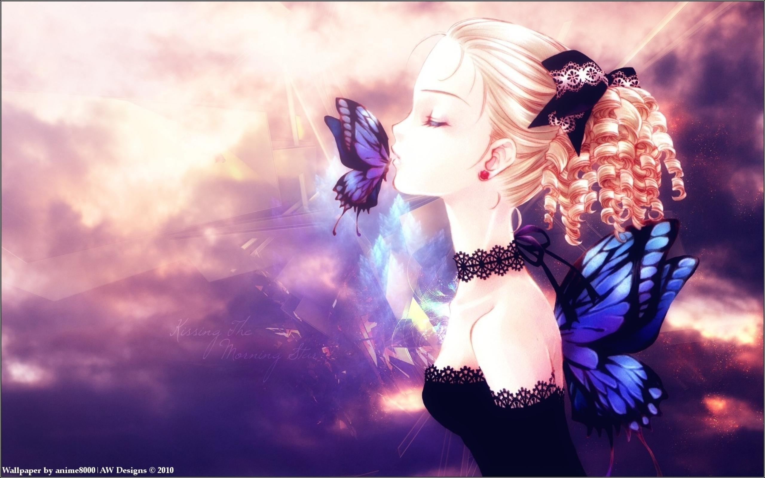 2560x1600 anime girls, Anime, Original characters, Closed eyes, Butterfly HD Wallpaper / Desktop and Mobile Image & Photo