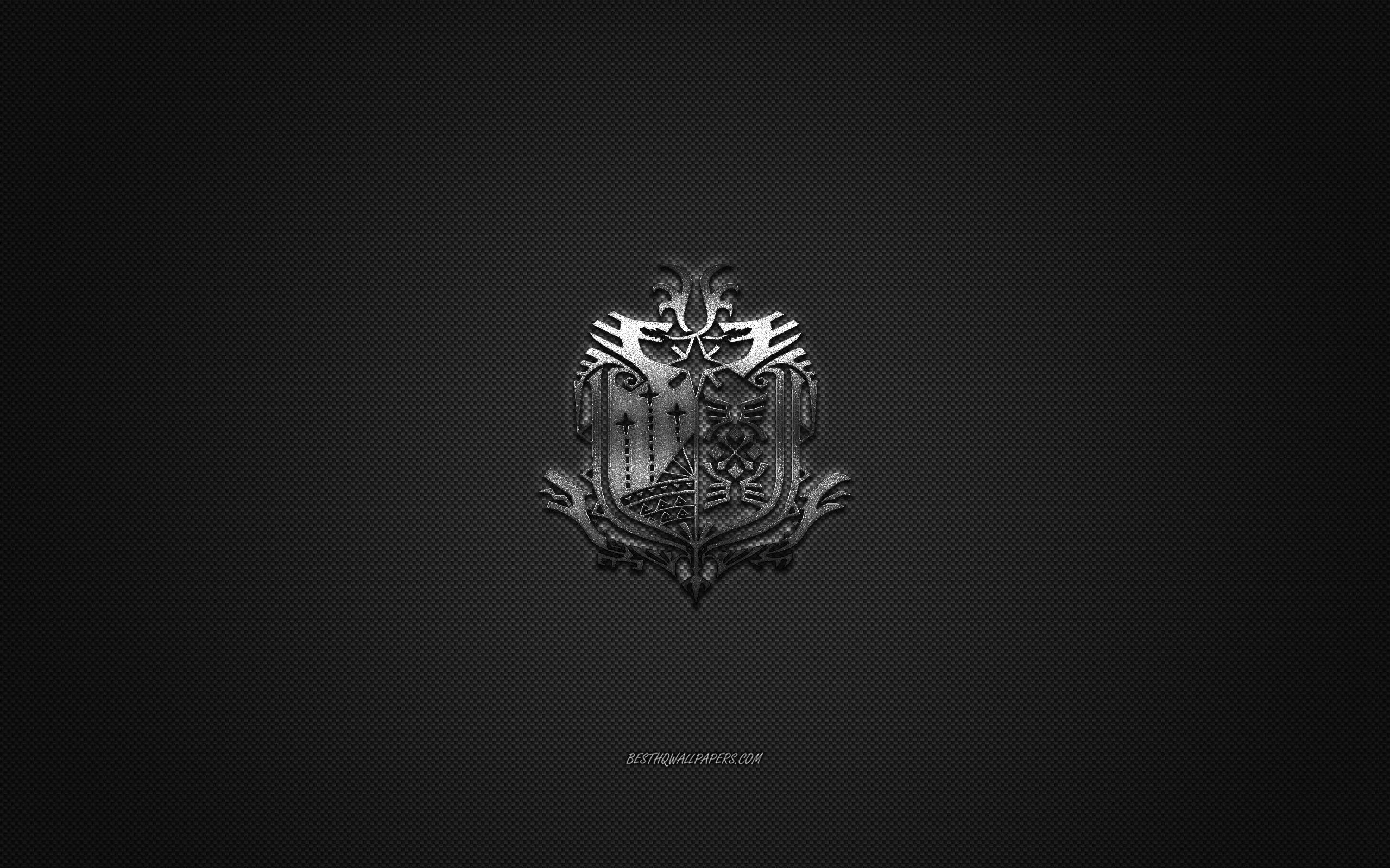 2560x1600 Download wallpaper Monster Hunter World, popular game, Monster Hunter World silver logo, gray carbon fiber background, Monster Hunter logo, Monster Hunter World emblem for desktop with resolution 2560x1600. High Quality HD picture
