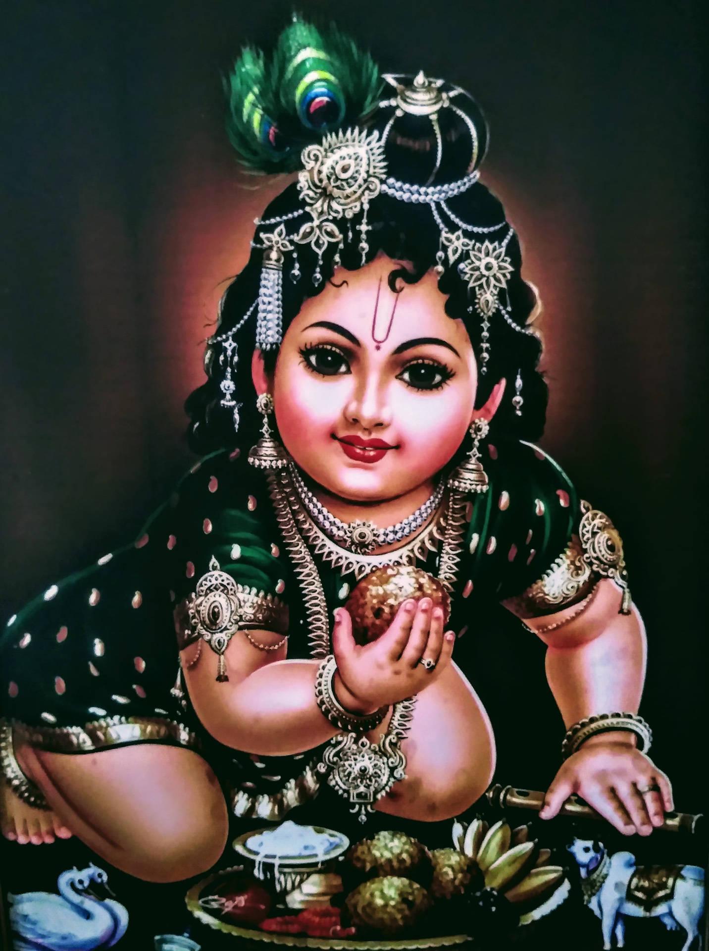 1432x1920 Download Baby Krishna HD Dark Art Wallpaper