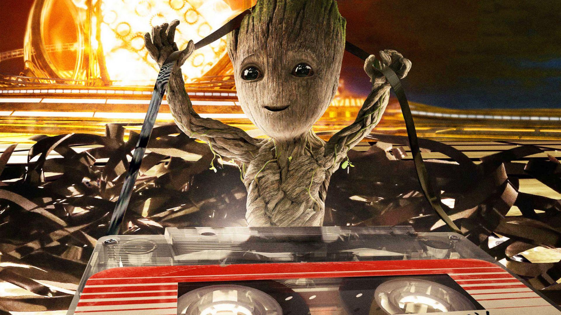 1920x1080 Desktop Wallpaper Happy Baby Groot, Guardians Of The Galaxy Vol. 2017 Movie, HD Image, Picture, Background, Tibsg6