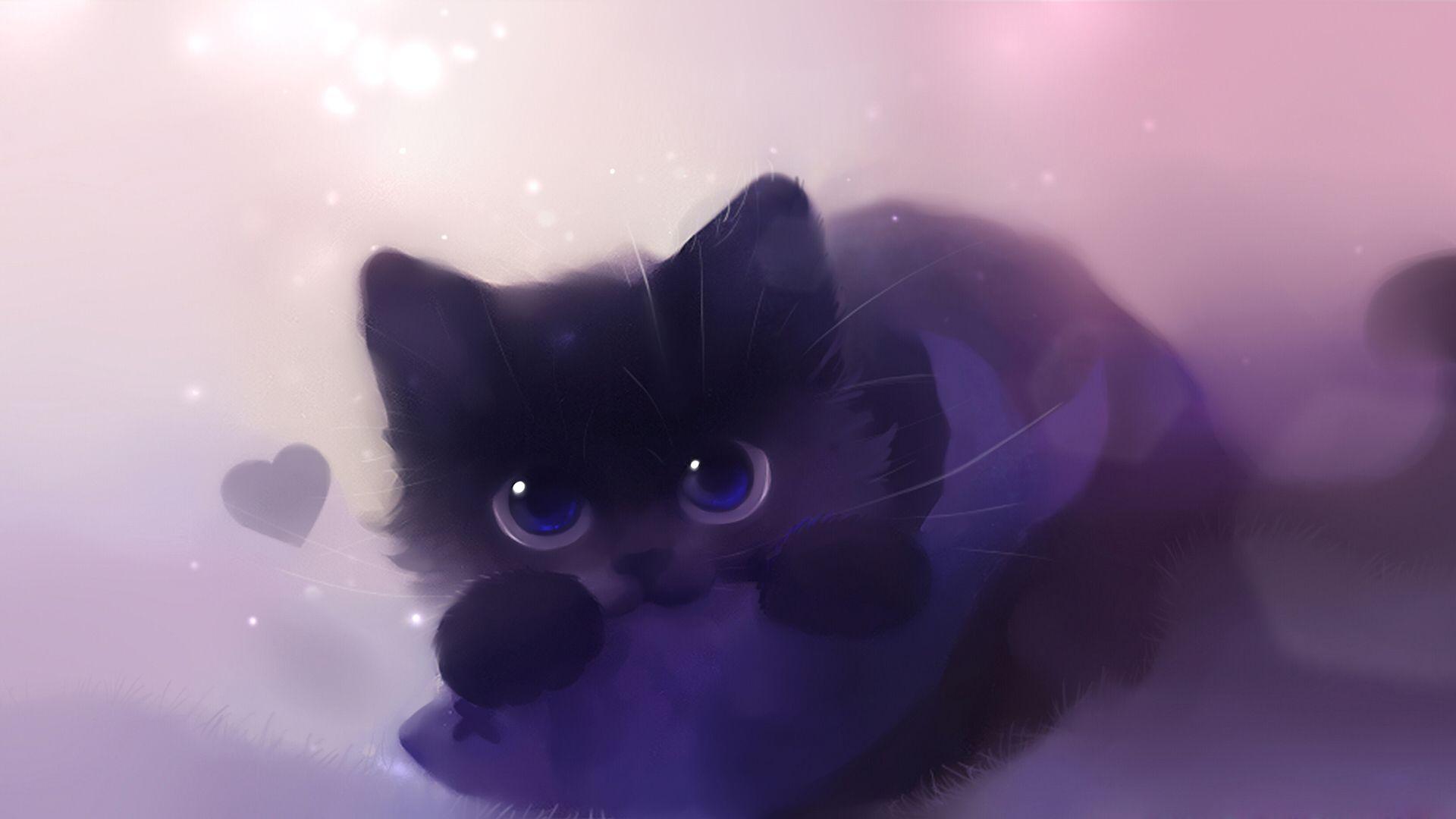 1920x1080 Cute Cat Anime Wallpaper