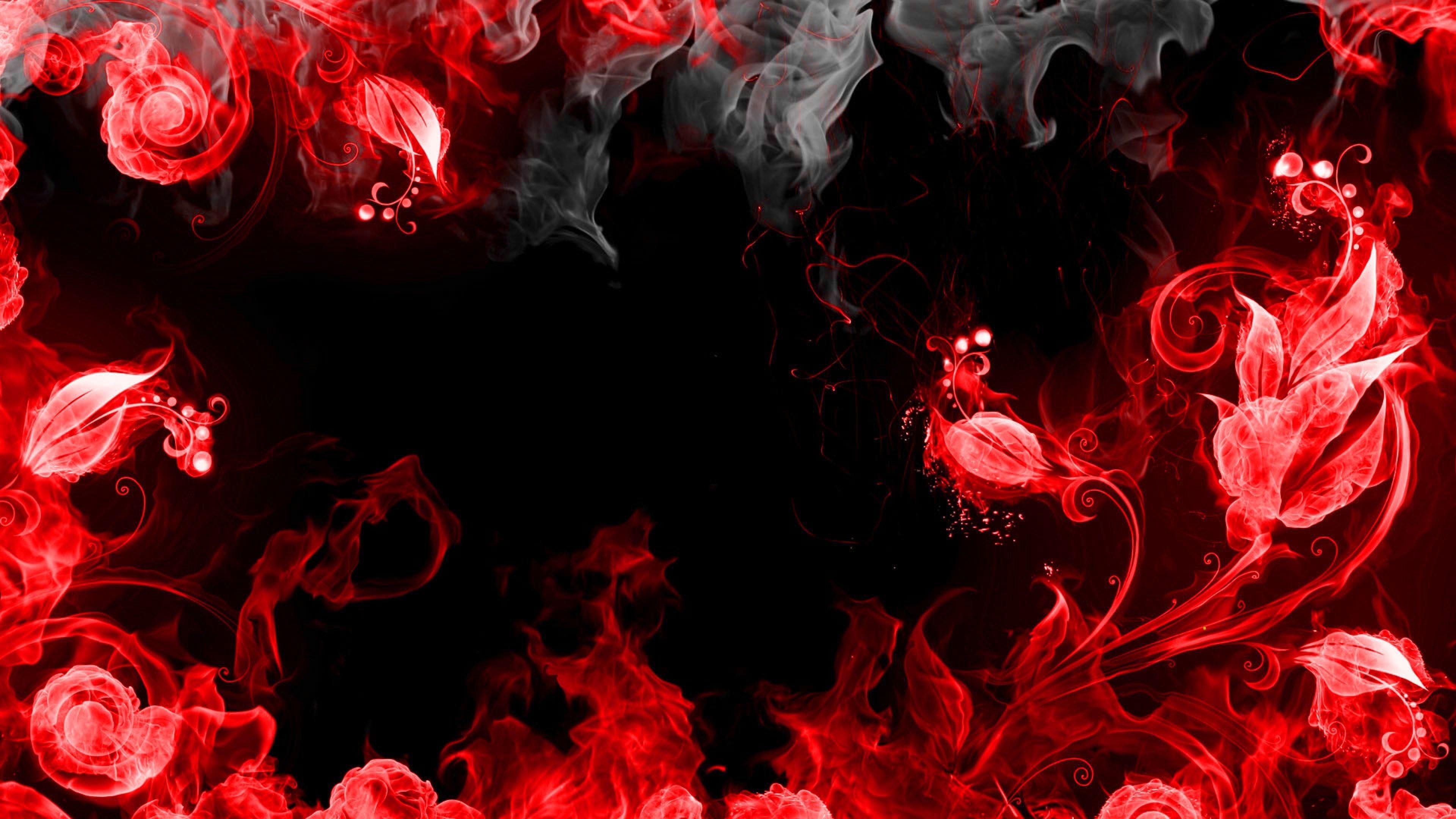 3840x2160 Wallpaper abstraction, red, smoke, black