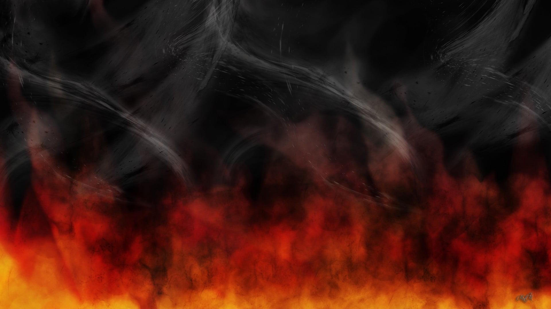 1920x1080 Wallpaper / chaos, pattern, digital art, motion, background, studio shot, black color, indoors, red, abstract, black background, fire, mixing, smoke, smoke structure free download
