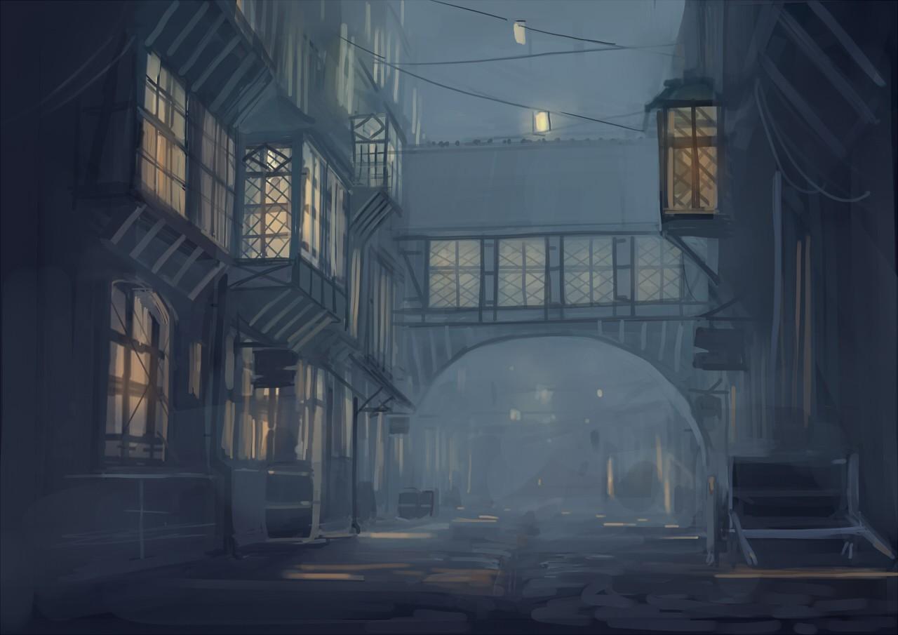 1280x905 cityscape, night, anime Gallery HD Wallpaper
