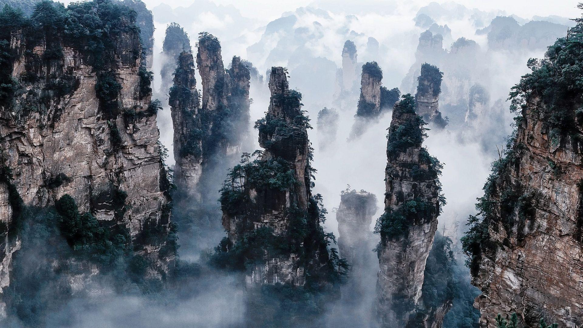 1920x1080 Tianzi Mountain, China: Legends, Cable Cars and McDonald's • Lazer Horse