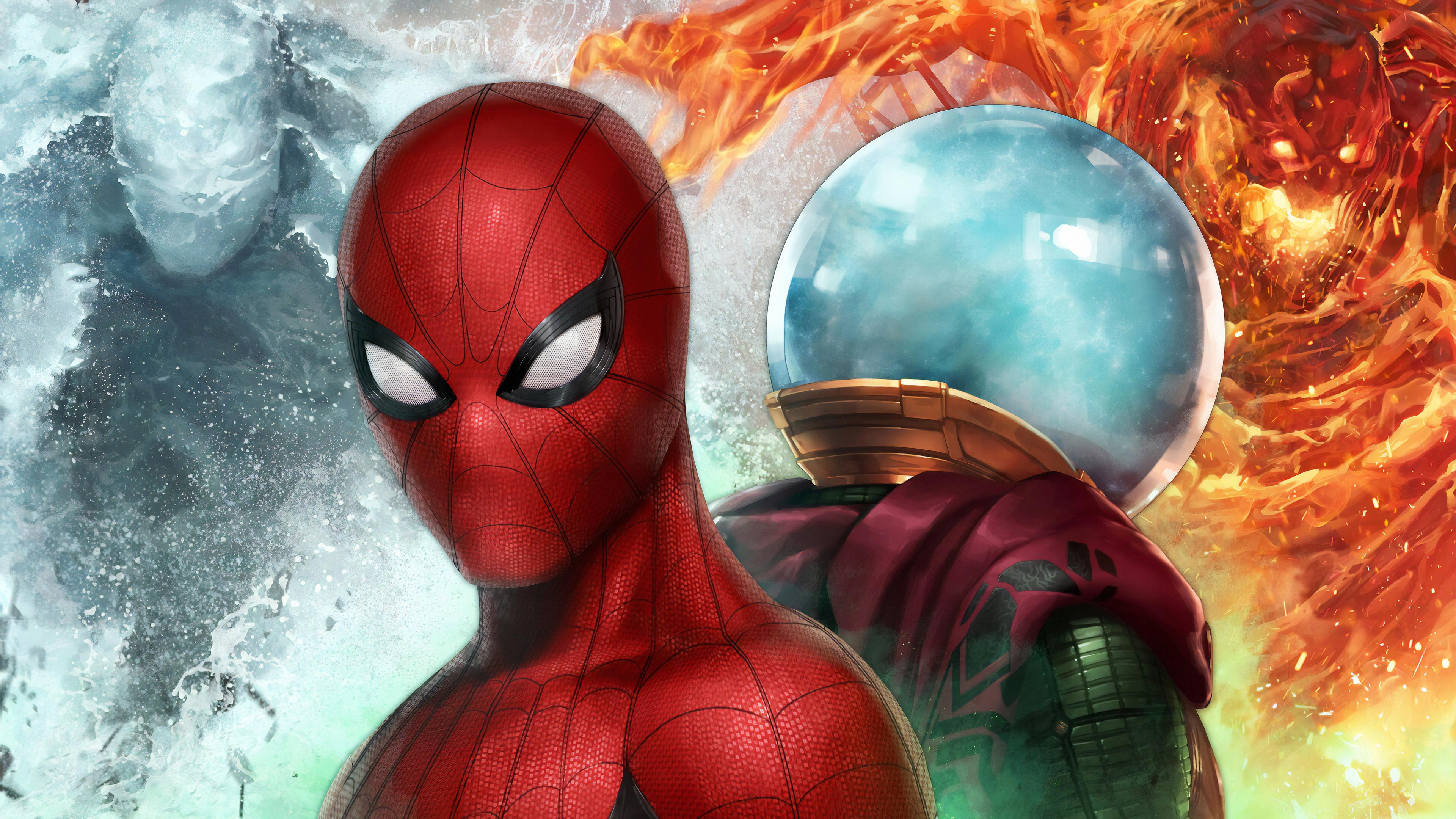 3840x2160 Wallpaper 4k Spiderman Vs Mysterio In Marvel Future Fight Wallpaper