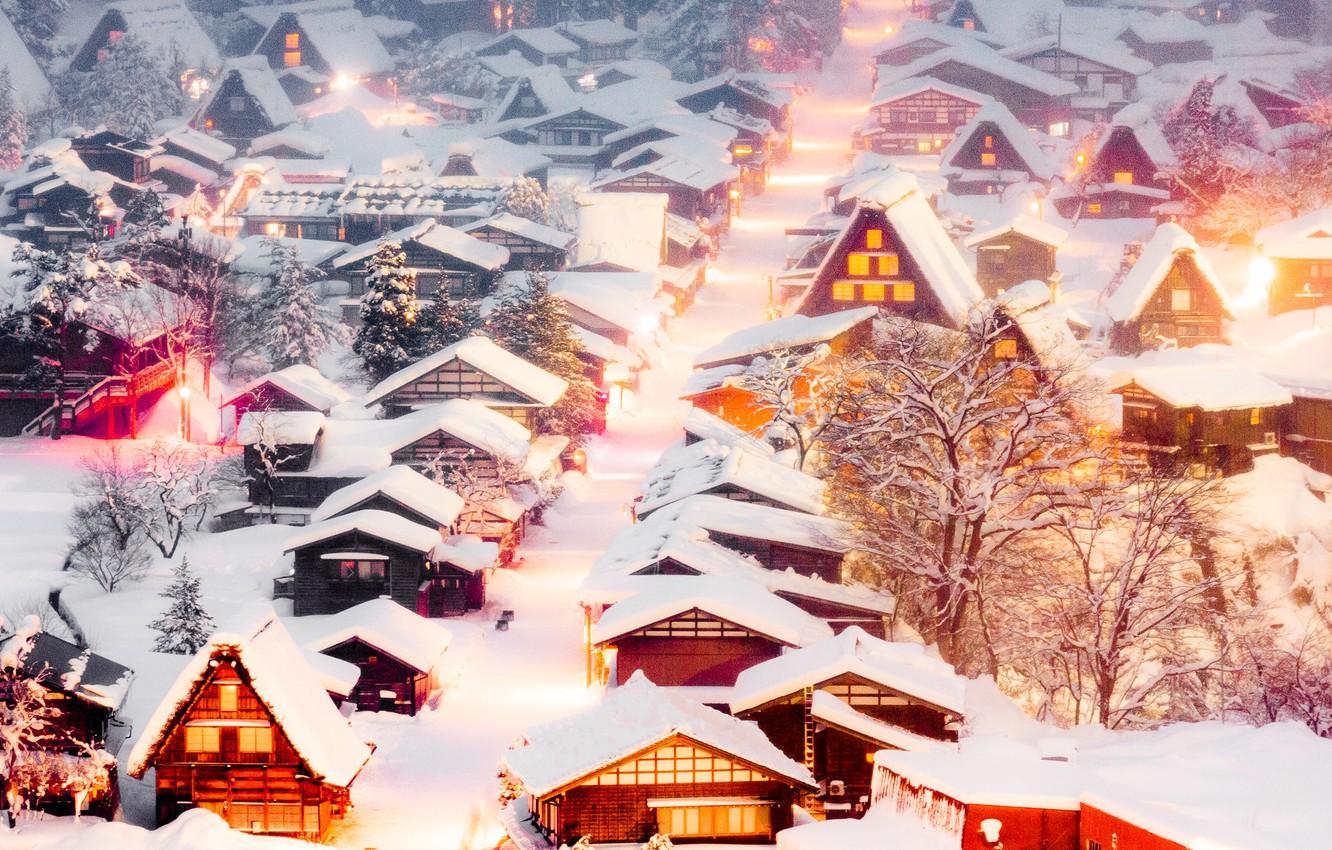 1332x850 Wallpaper Winter, Snow, Home, Japan, Village, Houses, Japan, Shirakawa Go, Shirakawa Go Village Image For Desktop, Section пейзажи