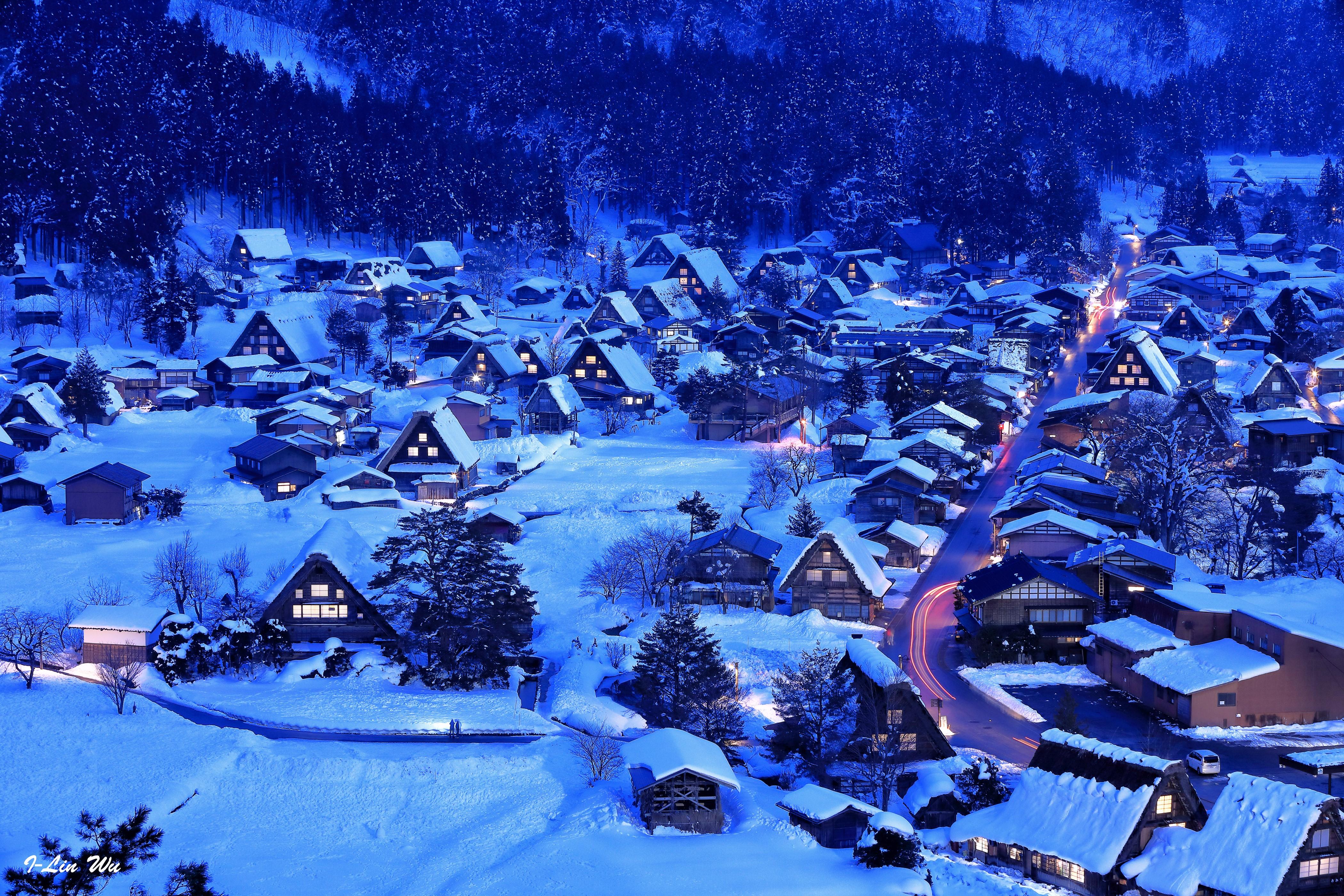4200x2800 4K, Shirakawa Go And Gokayama, Japan, Houses, Winter, Evening, Village, Snow Gallery HD Wallpaper