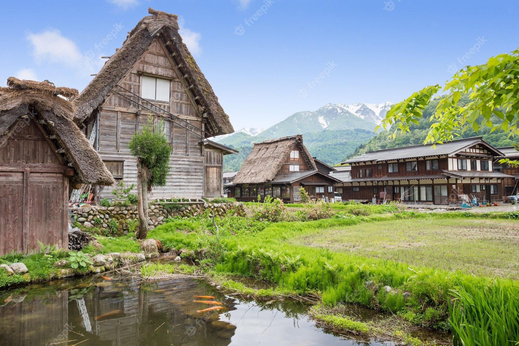 2000x1333 Premium Photo. Historical japanese village in spring, travel landmark of japan