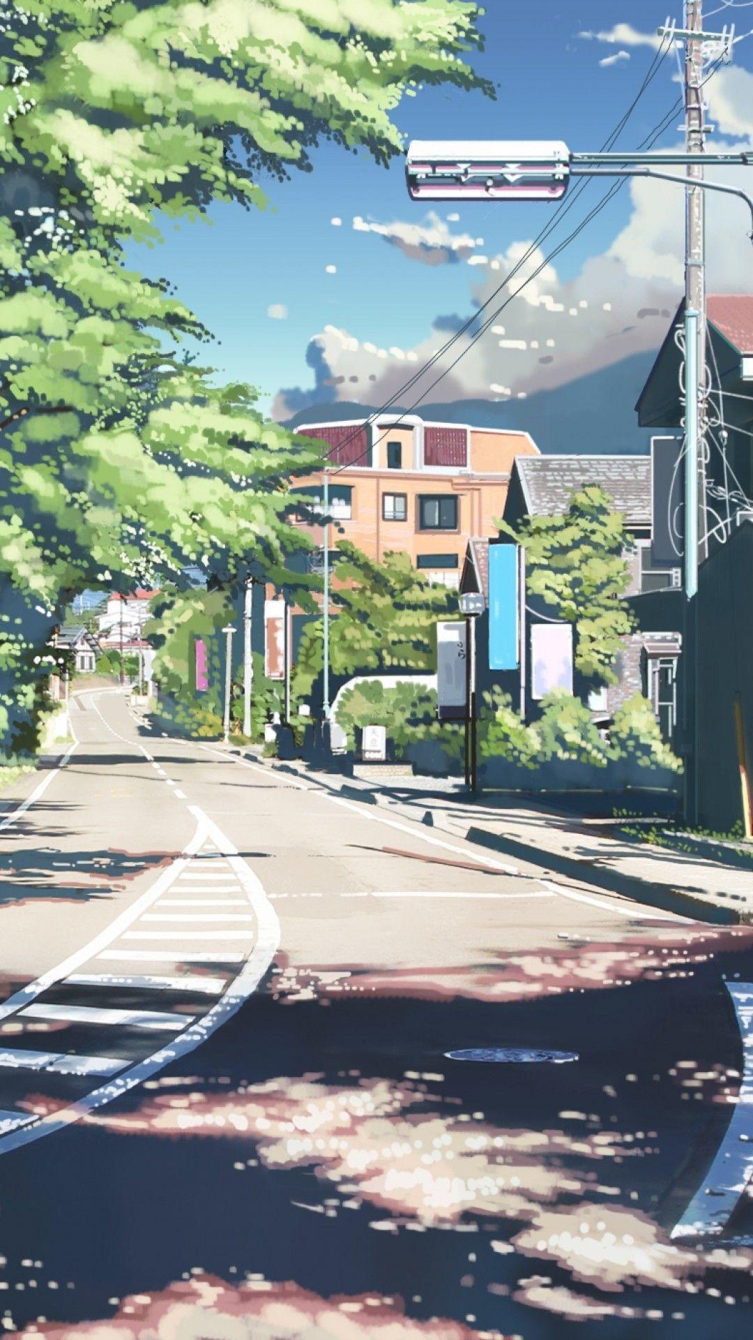 1080x1920 Anime Street Scenery Wallpaper