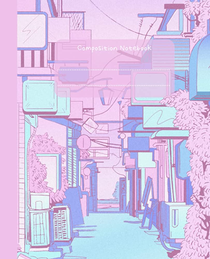 811x1000 Composition Notebook: Dot Grid Journal, Aesthetic Anime Pink Japanese Street: 9798484485390: Boba and Jelly Press: Books