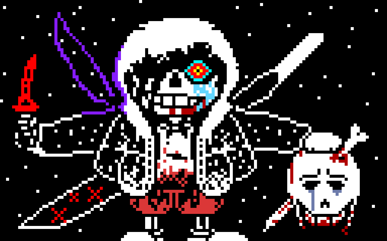 1280x800 The Satujinki. But it`s mixed with Nightmare Sans, Error Sans, and Xross Sans. Pixel Art