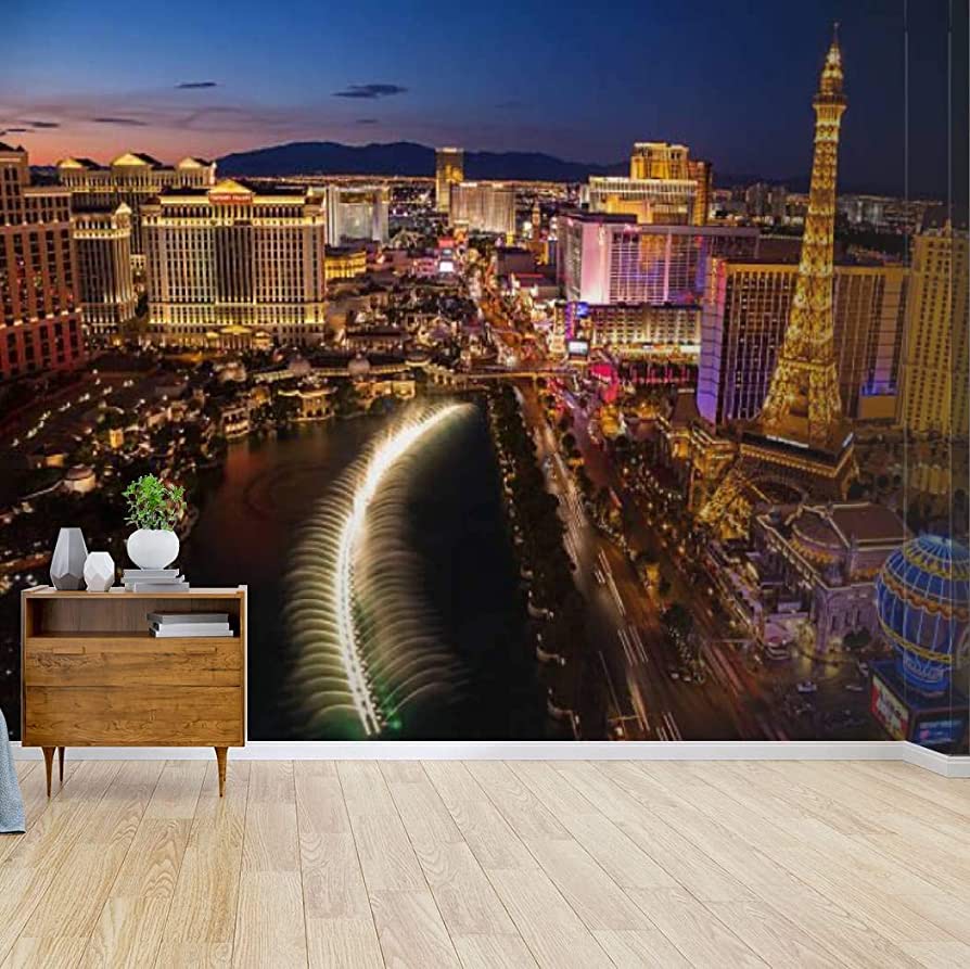 894x893 arial view of las vegas strip at sunset fountain stock picture Canvas Print Wallpaper Wall Mural Self Adhesive Peel & Stick Wallpaper Home Craft Wall Decal Wall Poster Sticker for Living