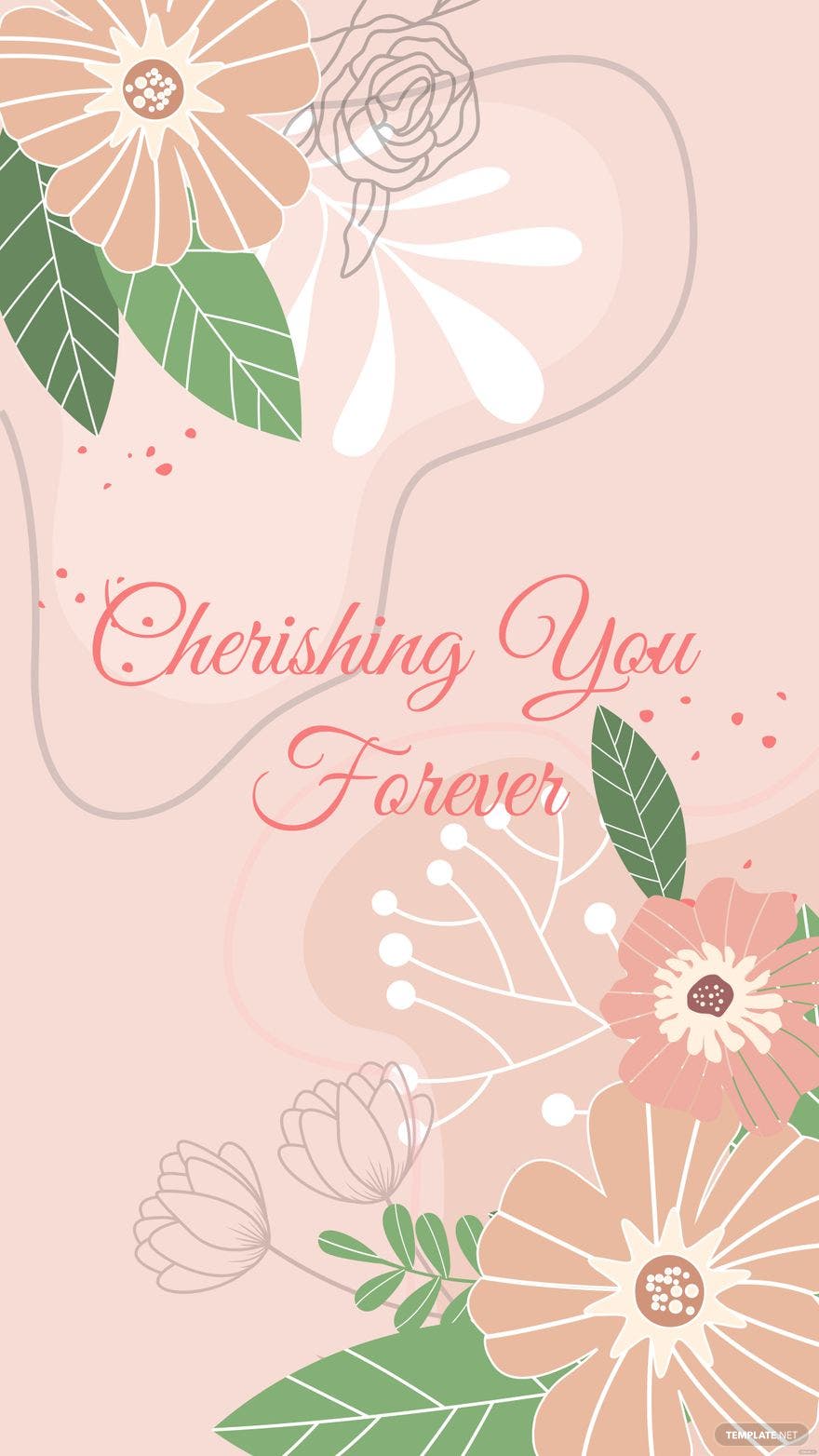 880x1564 Free Floral Wedding Mobile Wallpaper, Illustrator, JPG, PNG, SVG