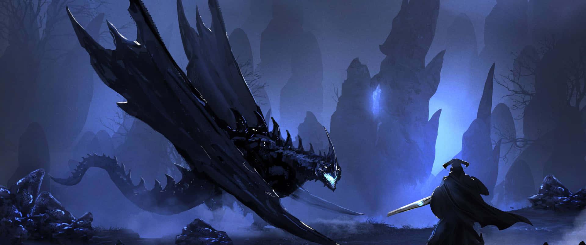 1920x804 Download 3440x1440 Dragon Blue Aesthetic Cave Wallpaper