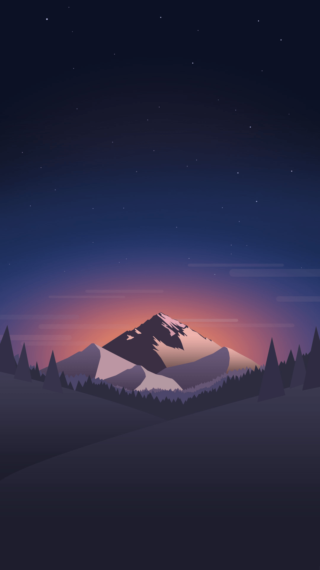 1080x1920 Núi trong đêm.  Nhấn để xem phong cảnh trong material design iPhone