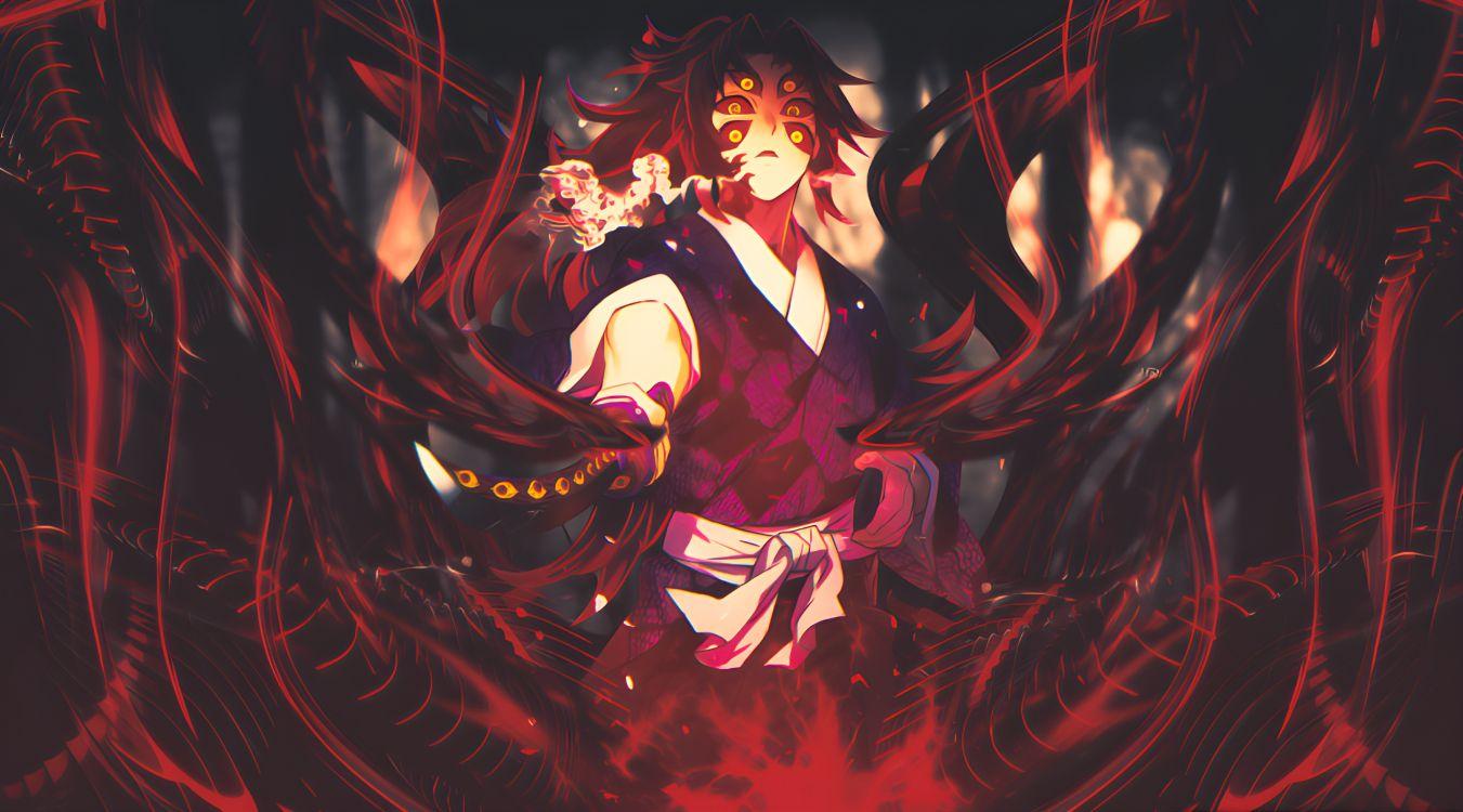1351x750 Wallpaper Anime, Kokushibo Shirt, t Shirt, Shirt, Redbubble, Background Free Image