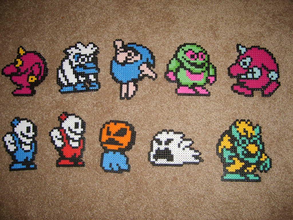 1024x768 Snow Bros. Perler bead crafts from the NES game Snow Broth