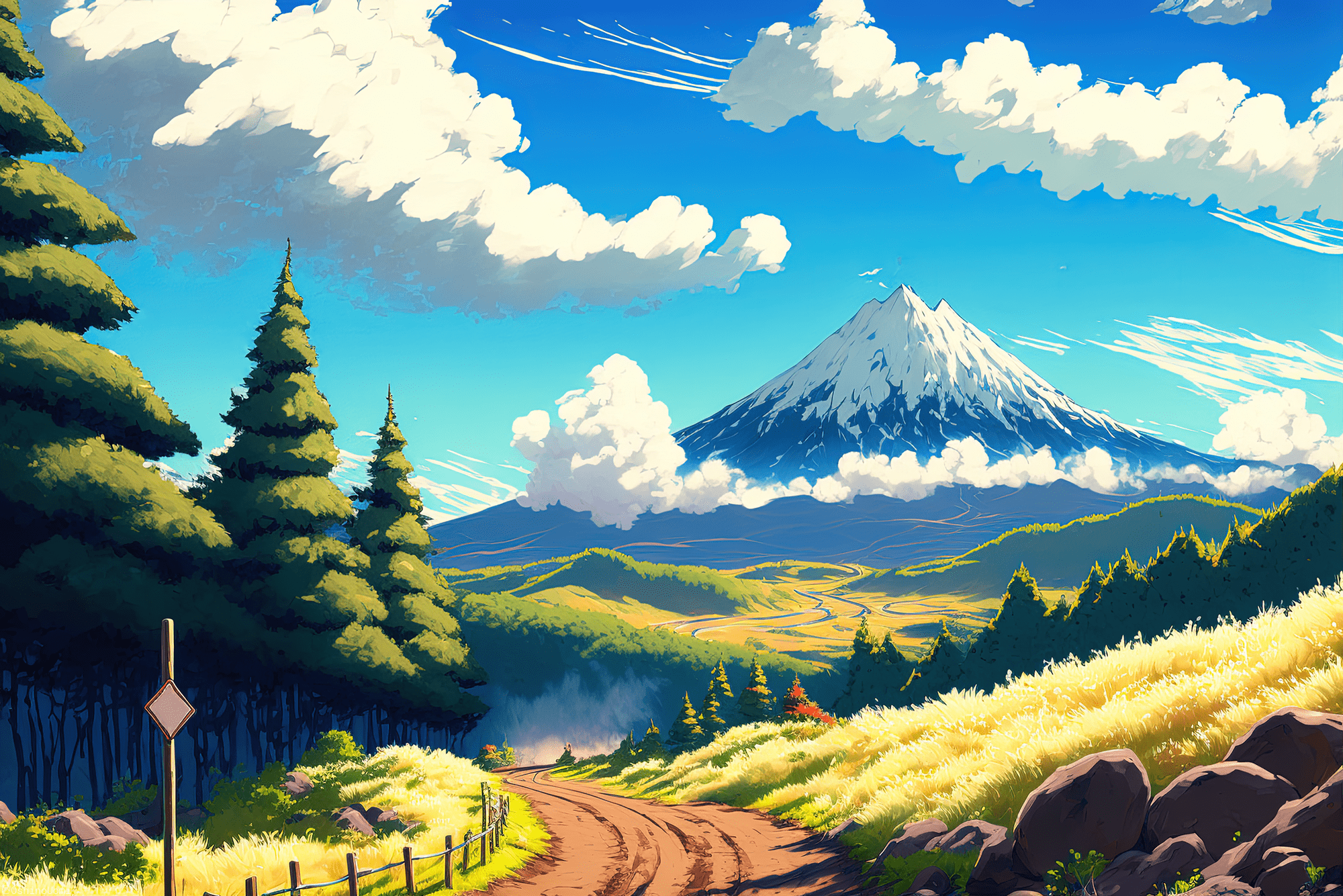 2000x1334 Anime Landscape HD Wallpaper