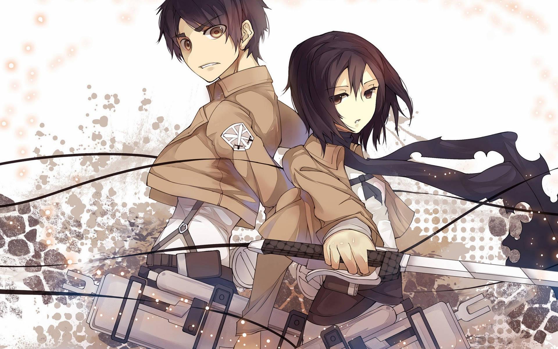 1920x1200 Download Back To Back Eren Mikasa Cute Wallpaper