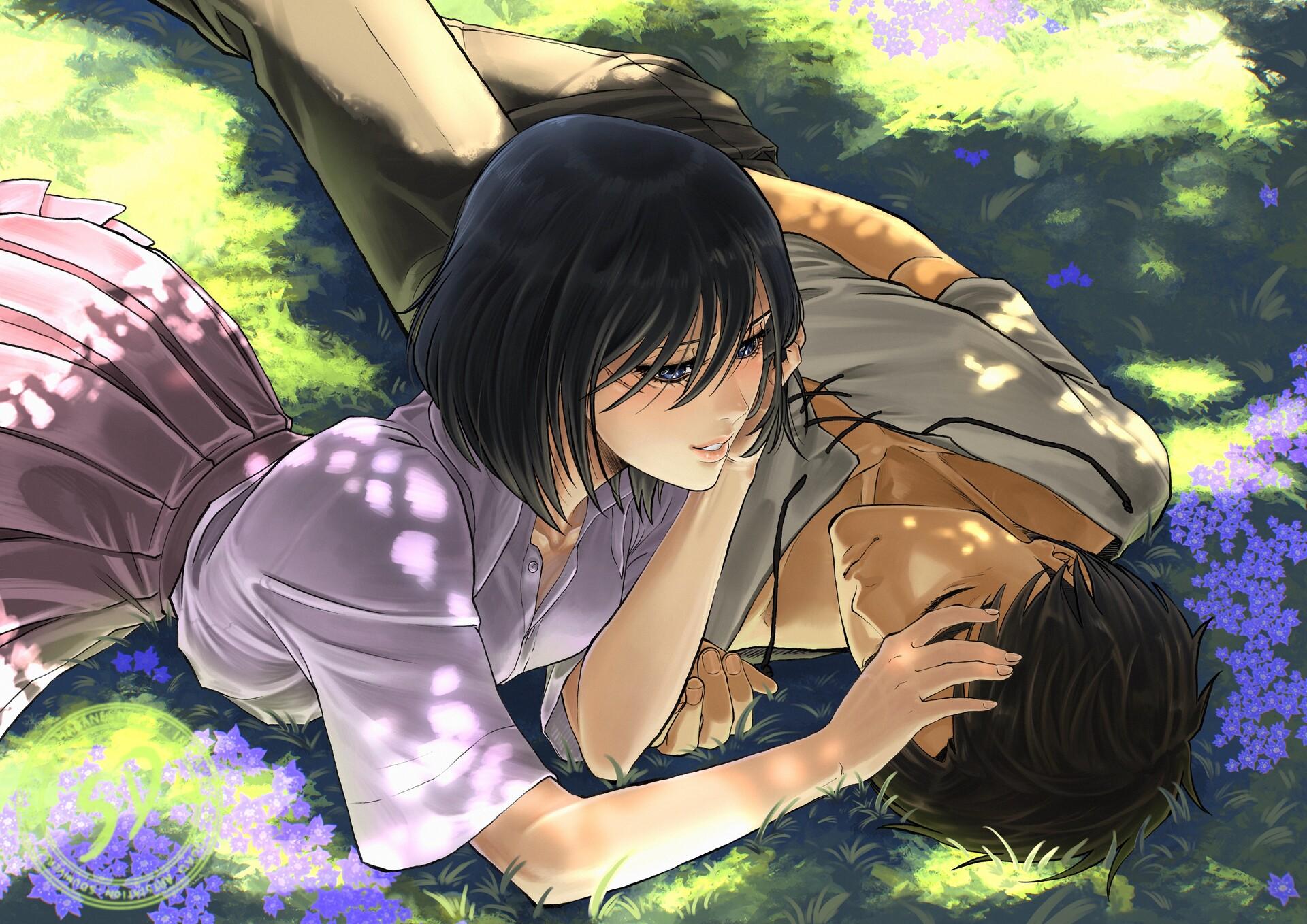 1920x1358 Eremika under the tree ( shingeki no kyojin )