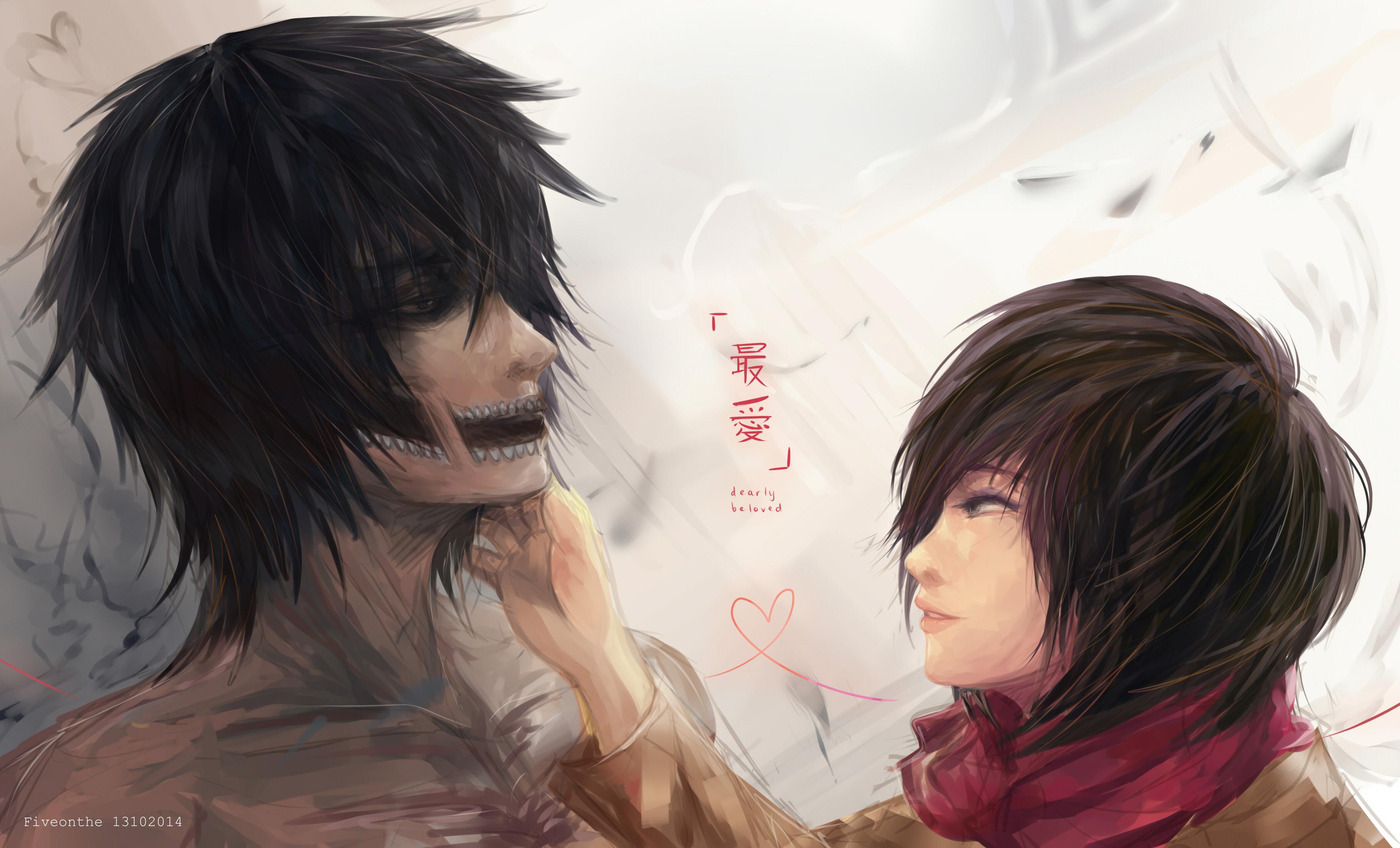 3361x2035 Attack On Titan HD, Mikasa Ackerman, Eren Yeager Gallery HD Wallpaper