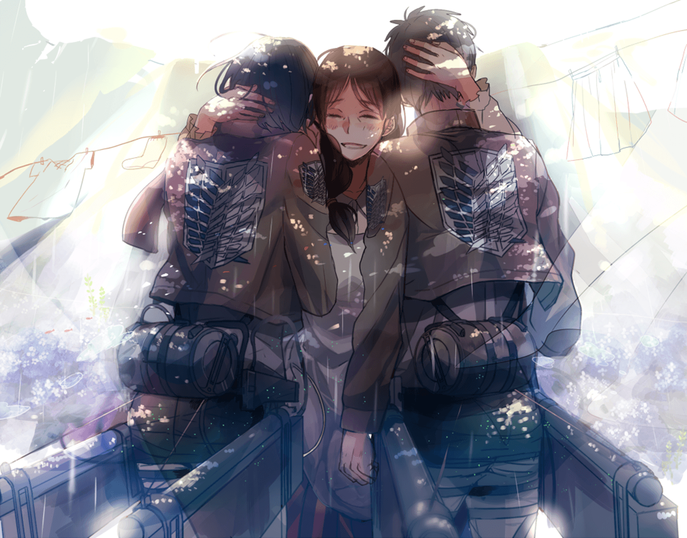 1366x1070 Eren Yeager And Mikasa Ackerman Wallpaper